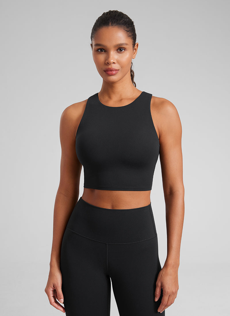 CRZ YOGA  Women's Yoga Low Support Butterluxe Tank High Neck Racerback Black