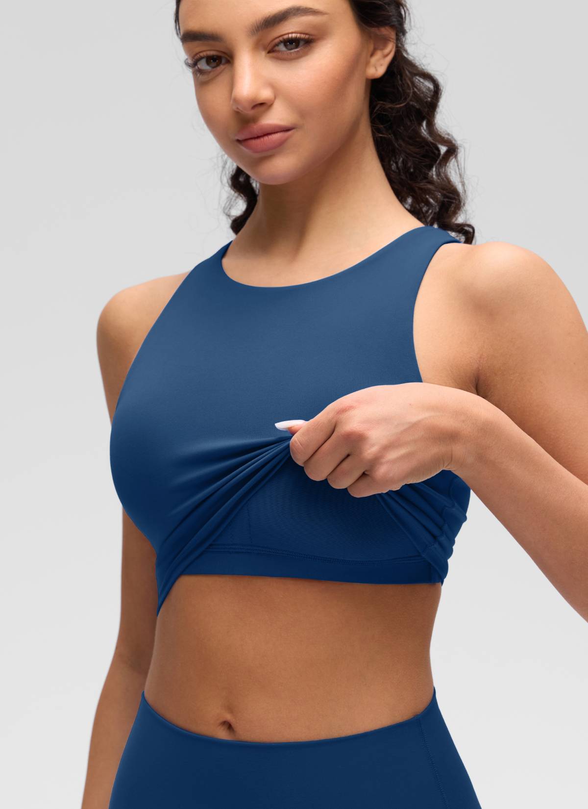 CRZ YOGA  Women's Yoga Low Support Butterluxe Tank High Neck Racerback French Navy