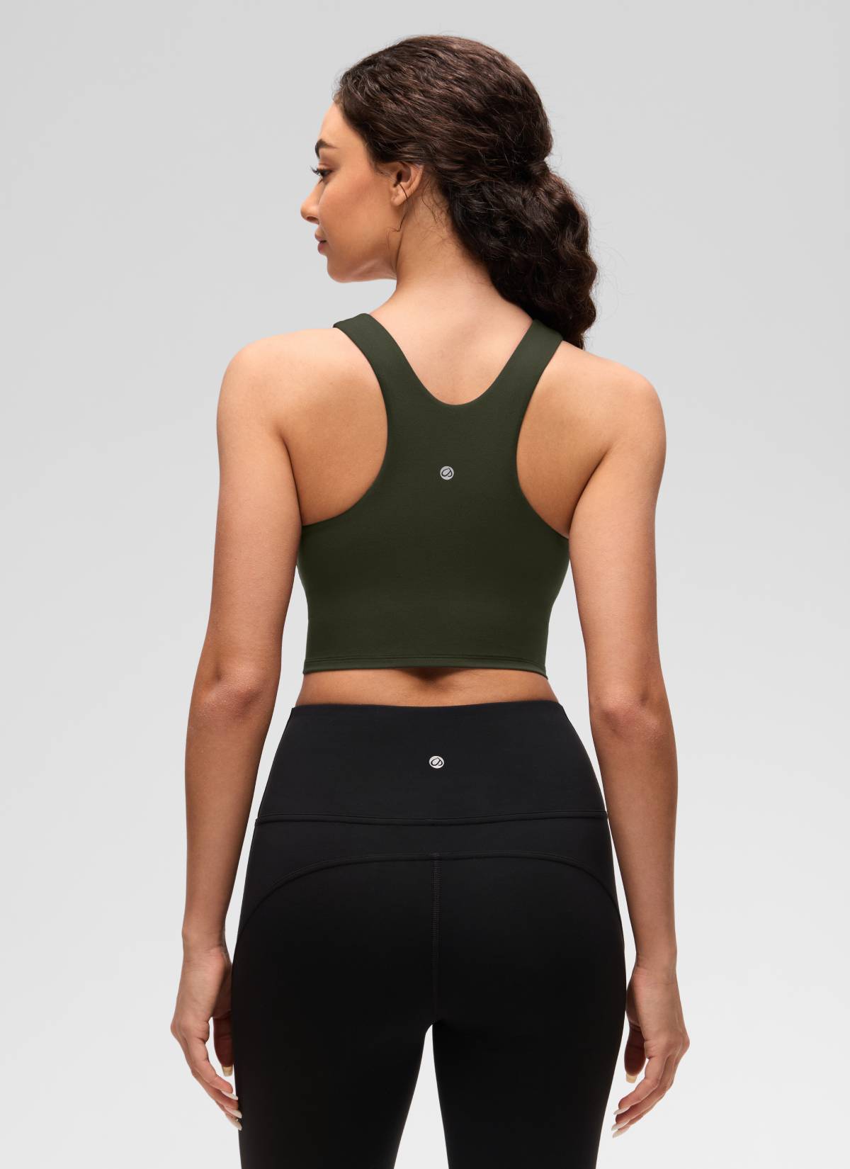 CRZ YOGA  Women's Yoga Low Support Butterluxe Tank High Neck Racerback Olive Green