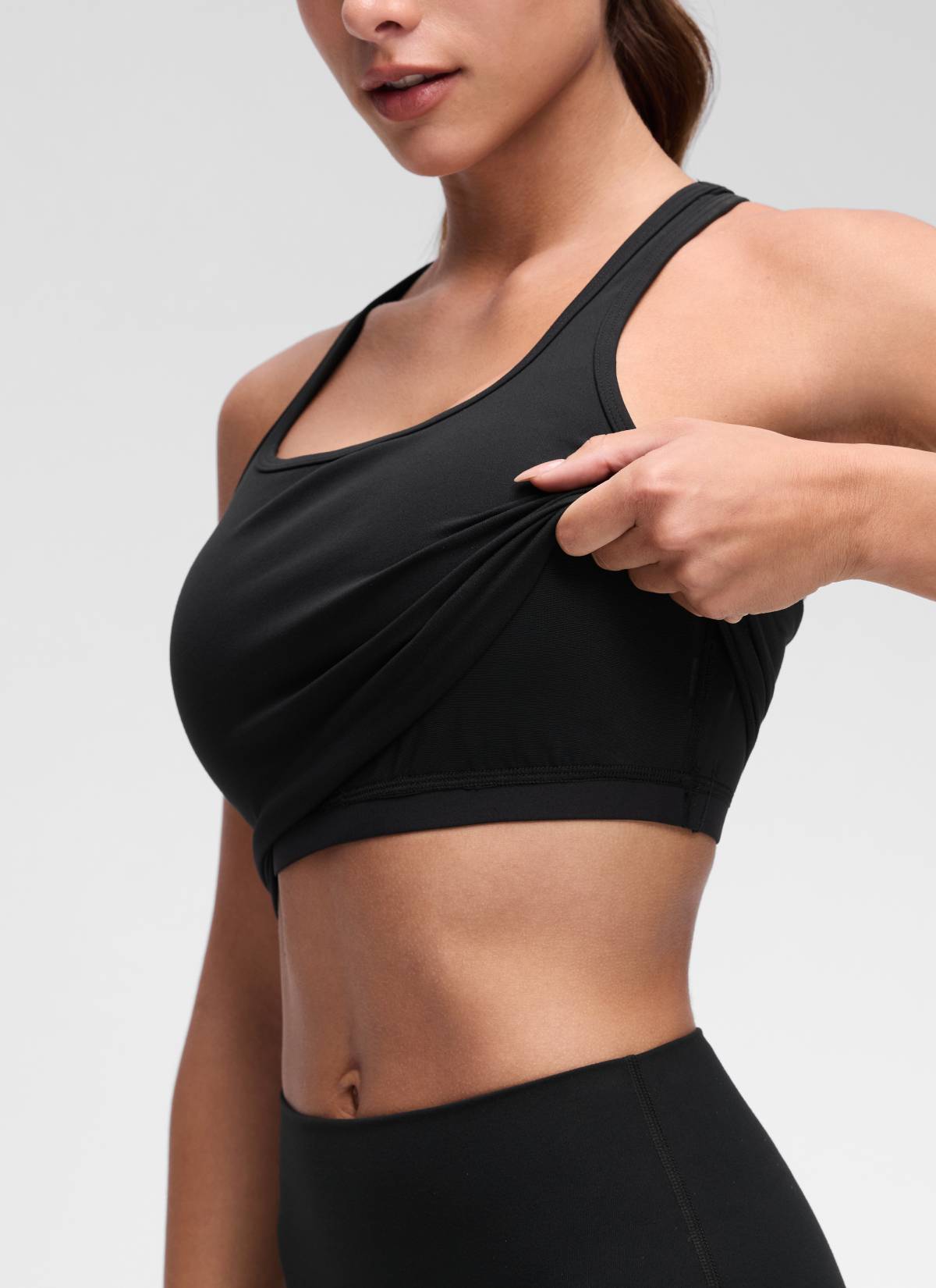 CRZ YOGA Women's Yoga Low support Butterluxe Scoop Neck Bra Y-Back Black