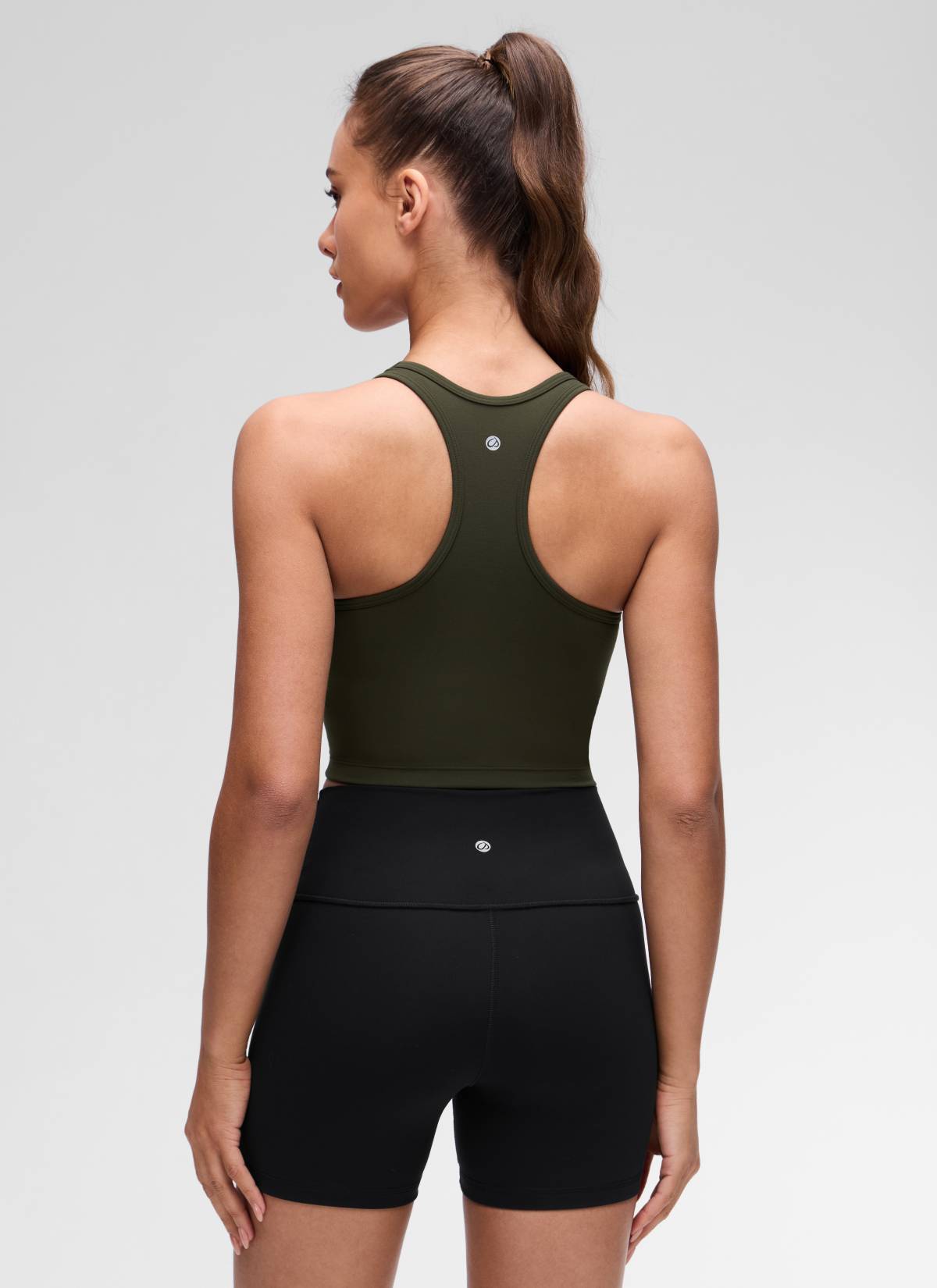 CRZ YOGA Women's Yoga Low support Butterluxe Scoop Neck Bra Y-Back Olive Green