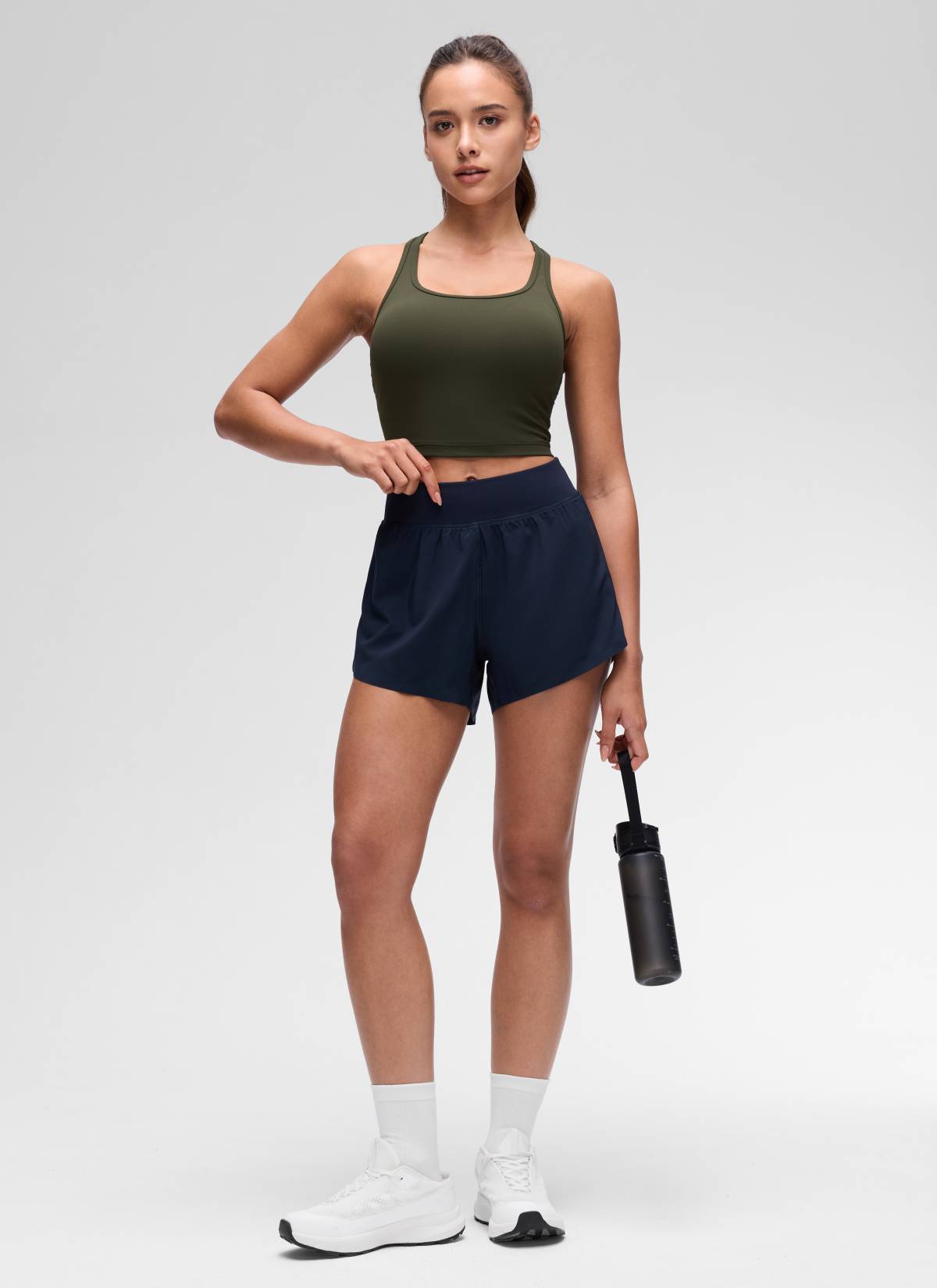 CRZ YOGA Women's Yoga Low support Butterluxe Scoop Neck Bra Y-Back Olive Green