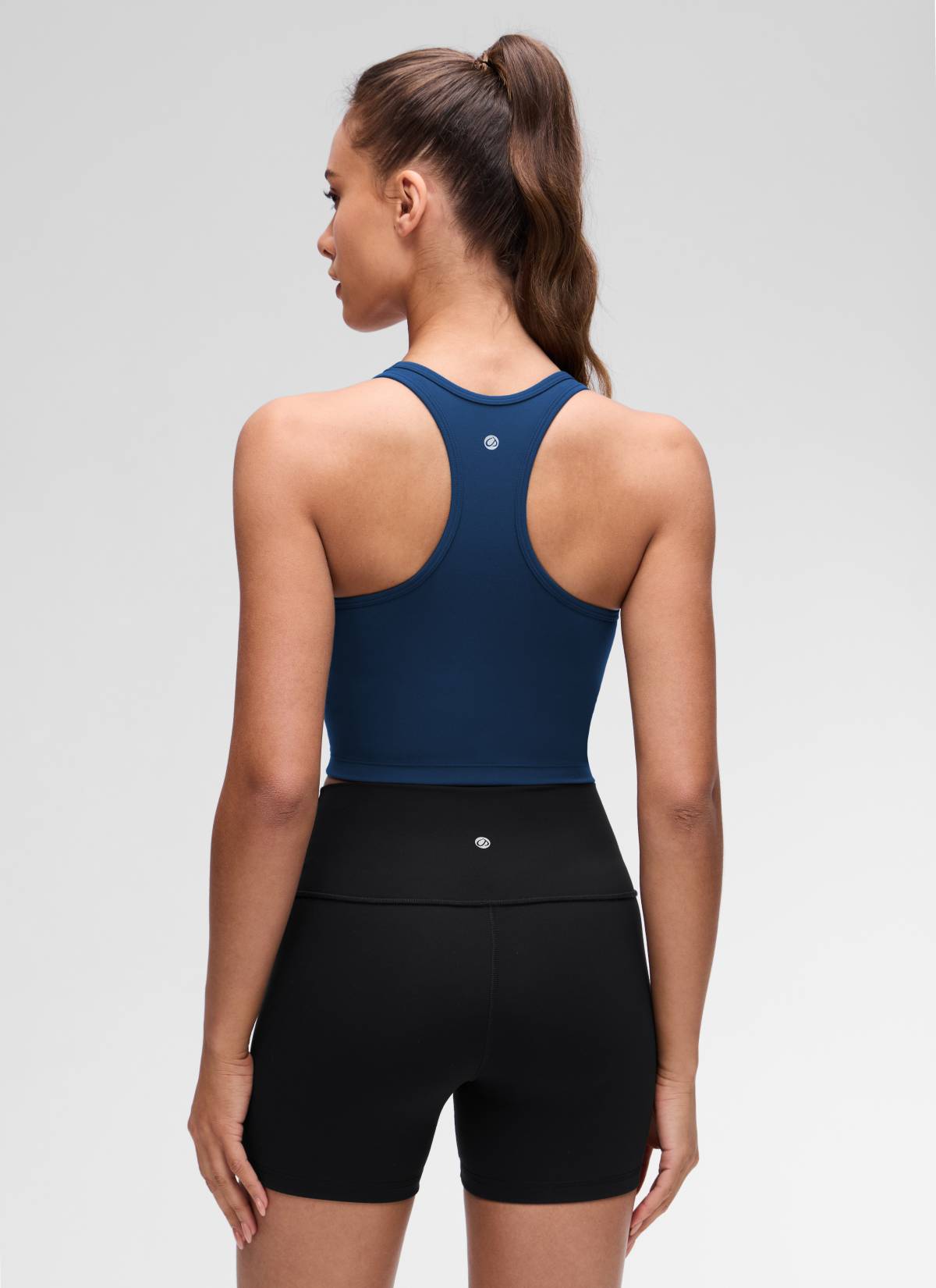 CRZ YOGA Women's Yoga Low support Butterluxe Scoop Neck Bra Y-Back French Navy