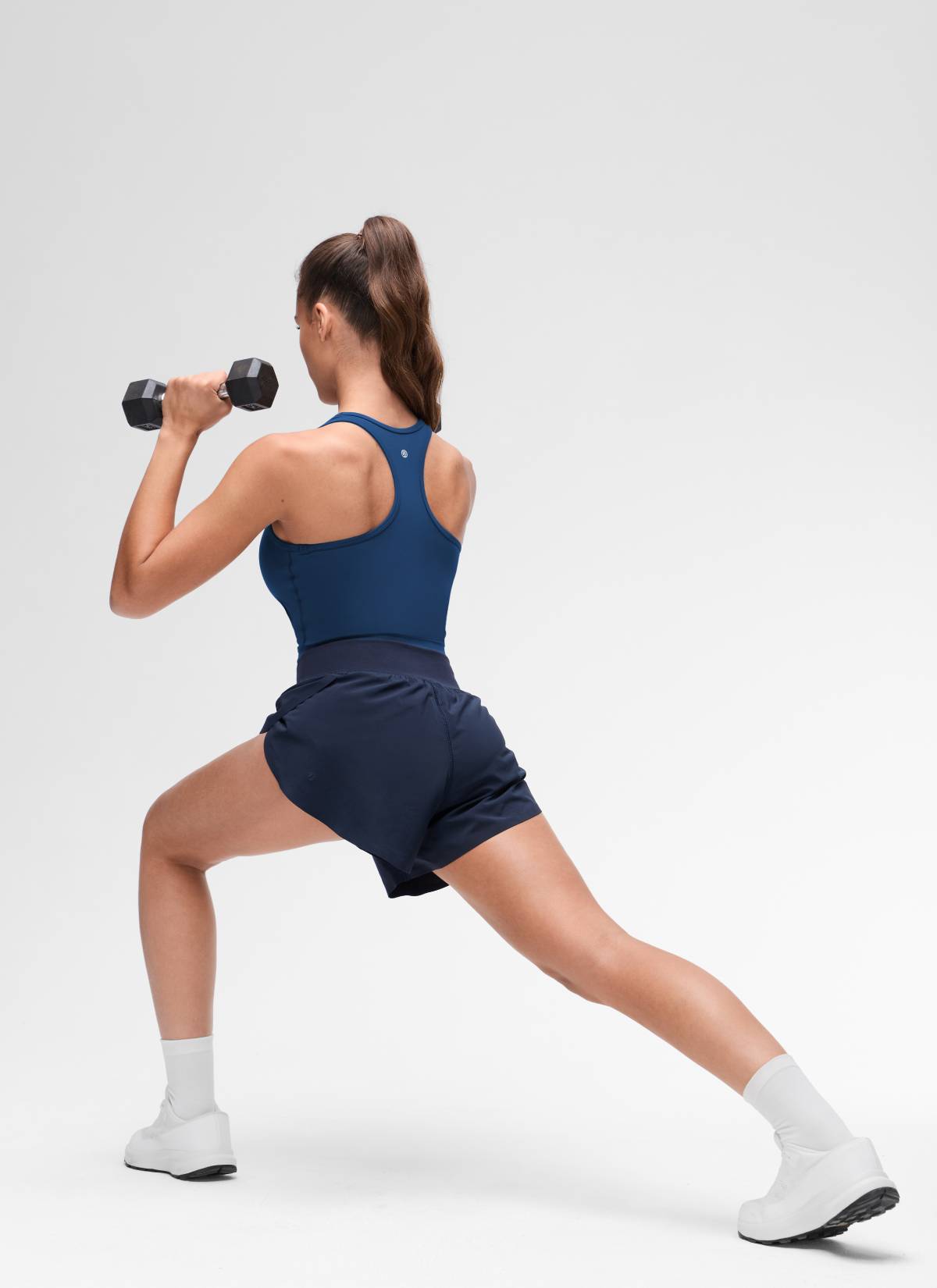 CRZ YOGA Women's Yoga Low support Butterluxe Scoop Neck Bra Y-Back French Navy