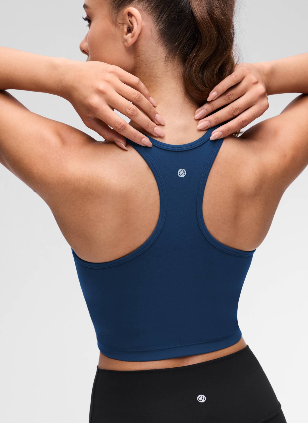 CRZ YOGA Women's Yoga Low support Butterluxe Scoop Neck Bra Y-Back French Navy