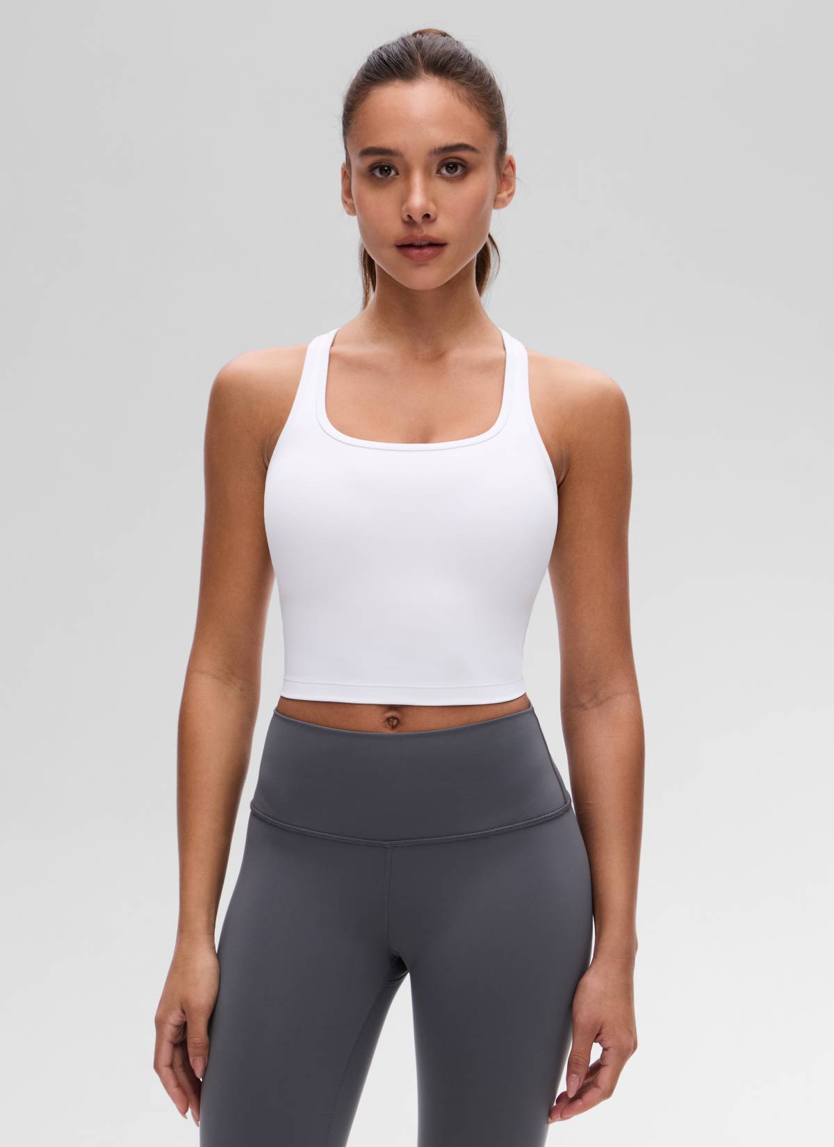 CRZ YOGA Women's Yoga Low support Butterluxe Scoop Neck Bra Y-Back White