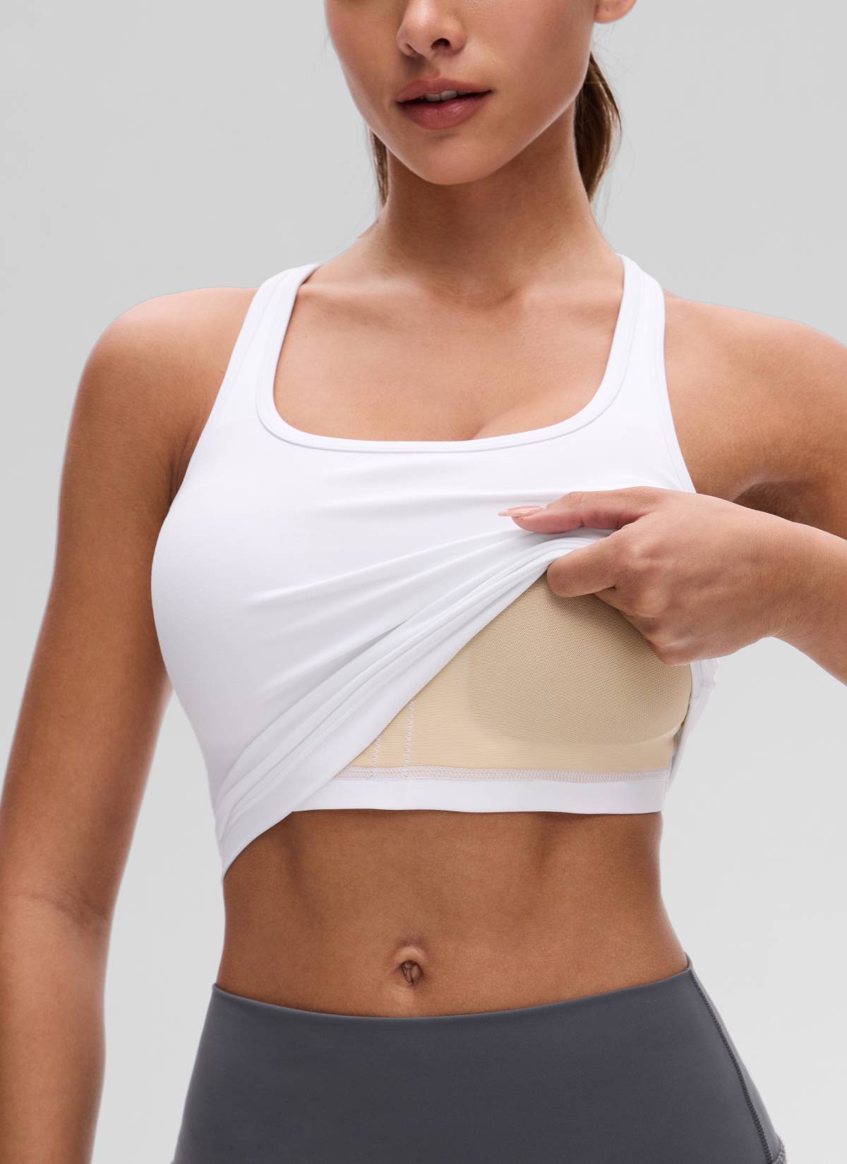 CRZ YOGA Women's Yoga Low support Butterluxe Scoop Neck Bra Y-Back White