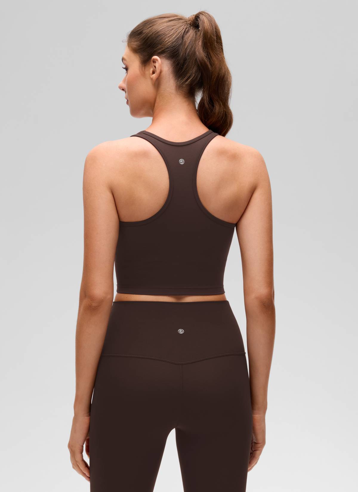 CRZ YOGA Women's Yoga Low support Butterluxe Scoop Neck Bra Y-Back Hot Fudge Brown