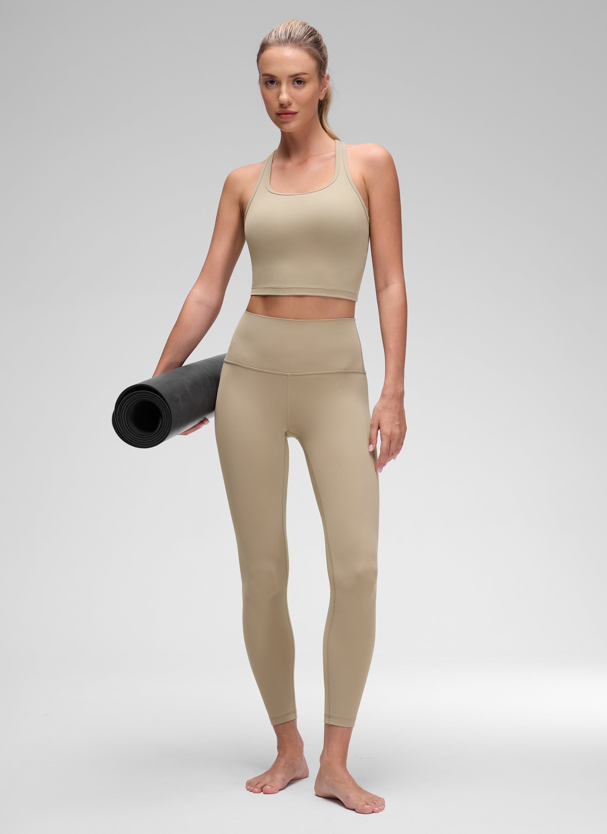 CRZ YOGA – חזיית יוגה לנשים עם תמיכה נמוכה, Butterluxe , צווארון Butterluxe , גב בצורת Y, צבע Oak