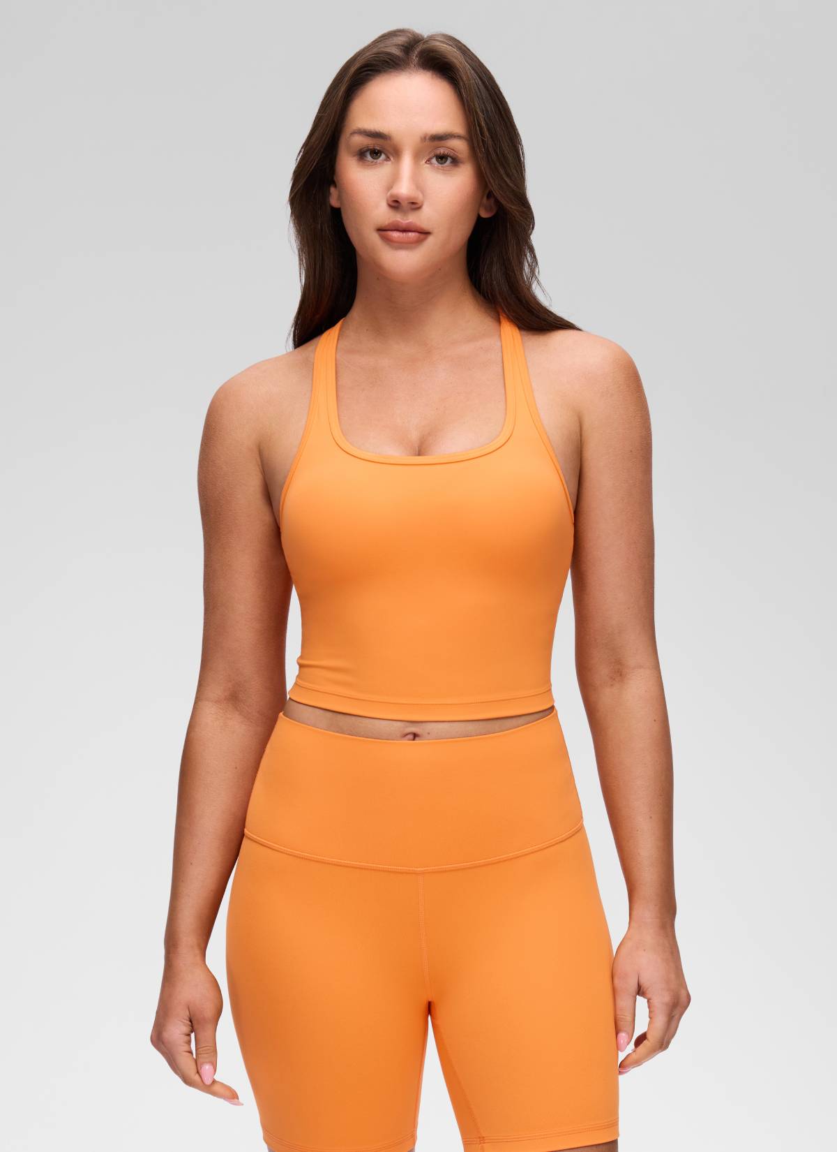 CRZ YOGA Women's Yoga Low support Butterluxe Scoop Neck Bra Y-Back Tiger Orange