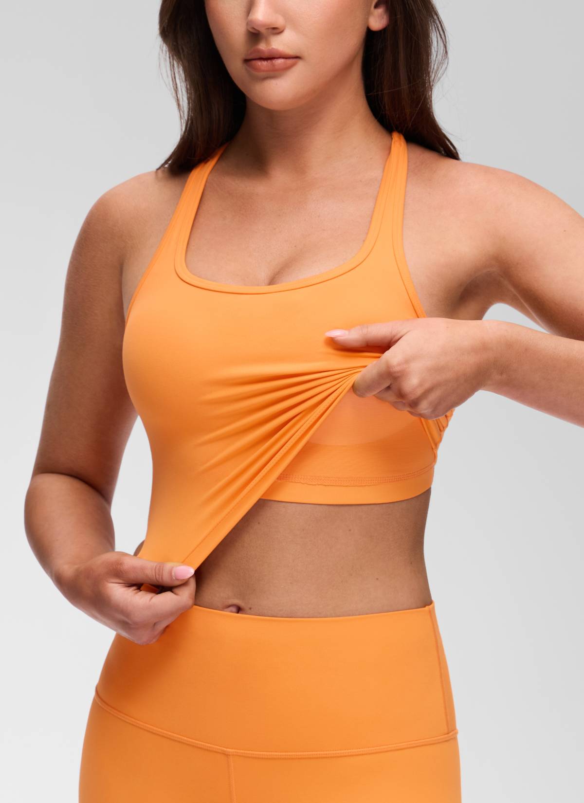 CRZ YOGA Women's Yoga Low support Butterluxe Scoop Neck Bra Y-Back Tiger Orange