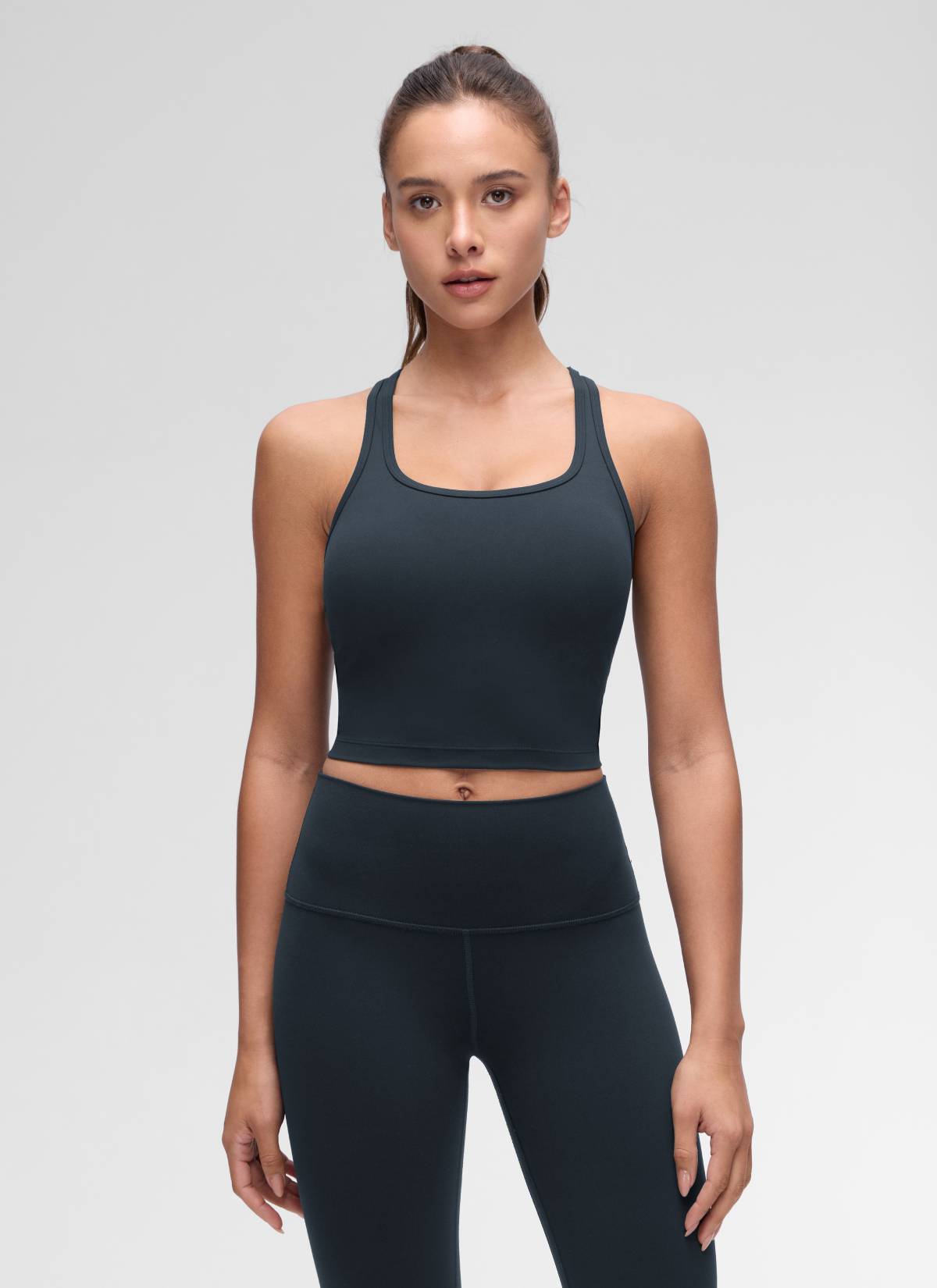 CRZ YOGA Women's Yoga Low support Butterluxe Scoop Neck Bra Y-Back True Navy