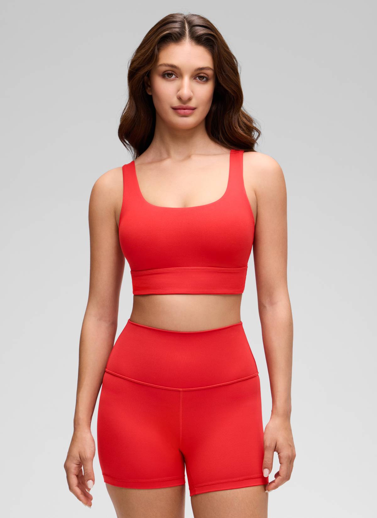 CRZ YOGA Women's Yoga Low Support Butterluxe Sport Bra U Back Longline Deep Red