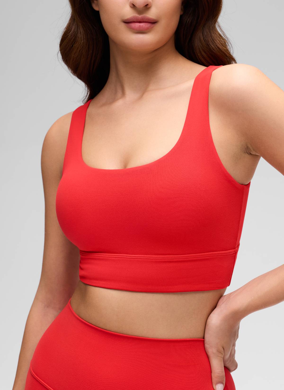 CRZ YOGA Women's Yoga Low Support Butterluxe Sport Bra U Back Longline Deep Red