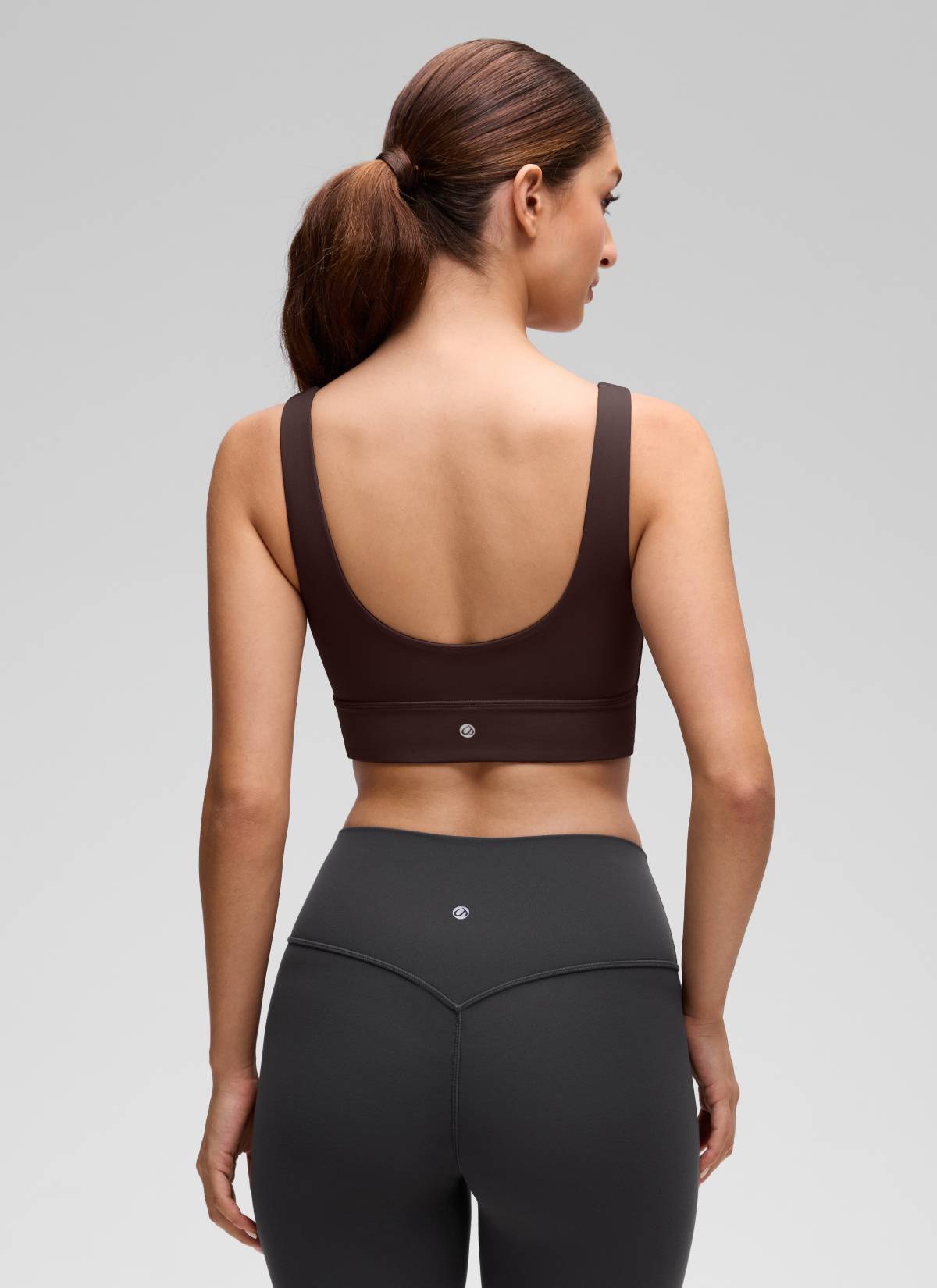 CRZ YOGA Women's Yoga Low Support Butterluxe Sport Bra U Back Longline Hot Fudge Brown