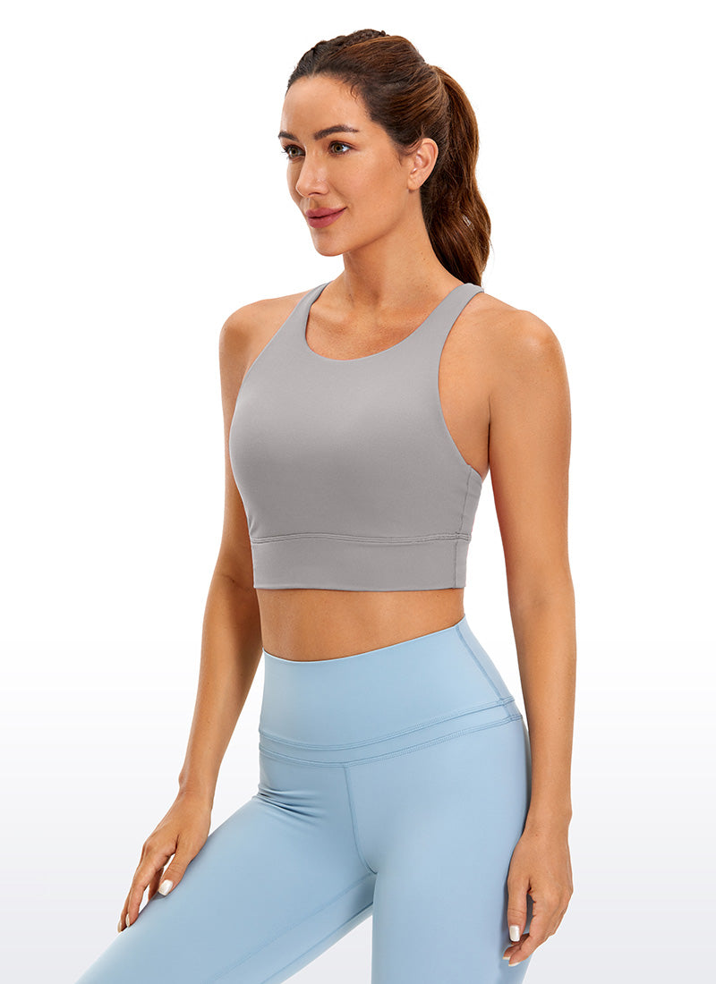 חזיית Butterluxe לאימון נשים של CRZ YOGA בתמיכה בינונית עם גב רצועות בצבע אפור שחף