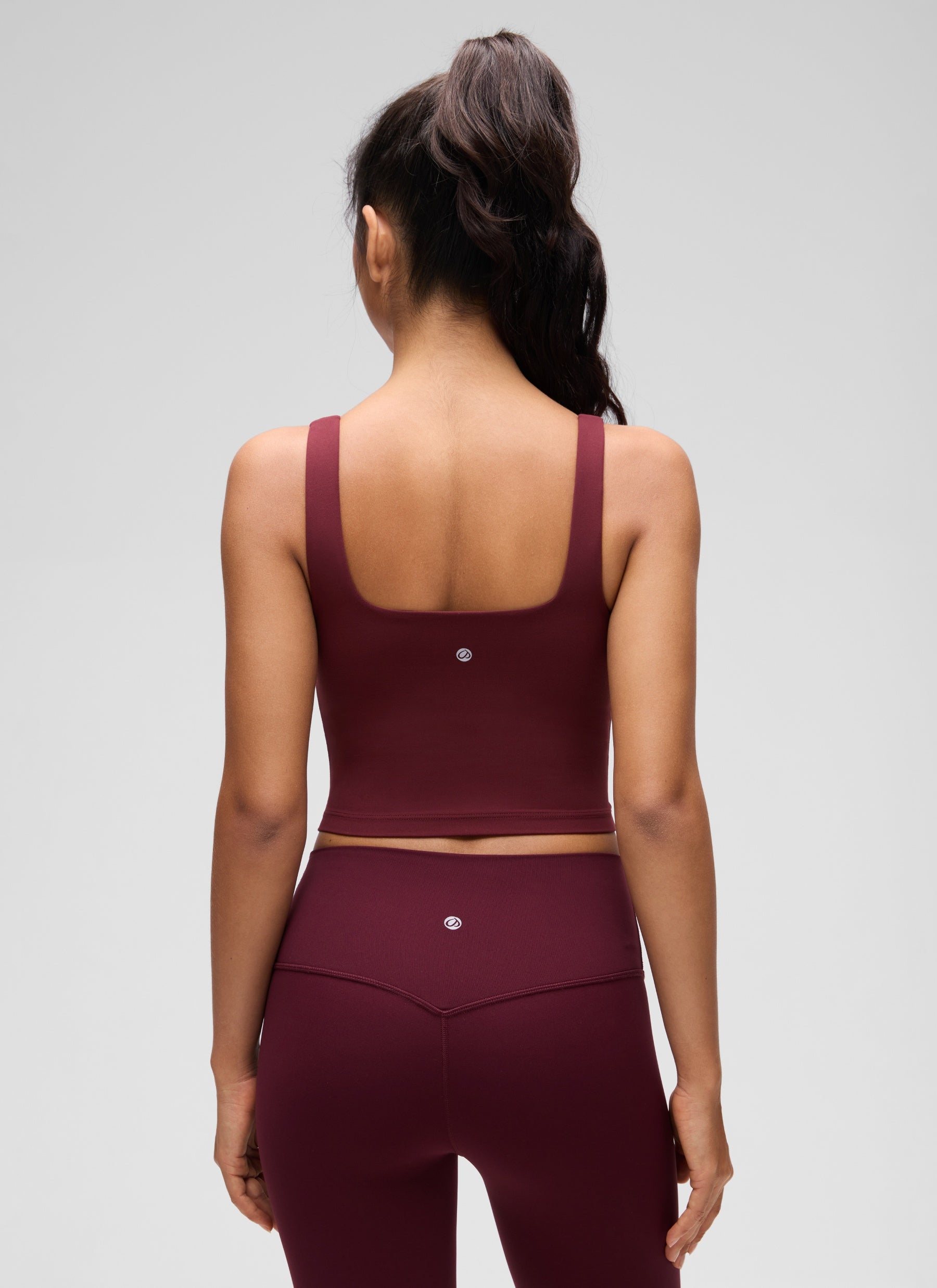 CRZ YOGA Women's Yoga Low Impact Butterluxe Longline Bra Square Neck Red Merlot