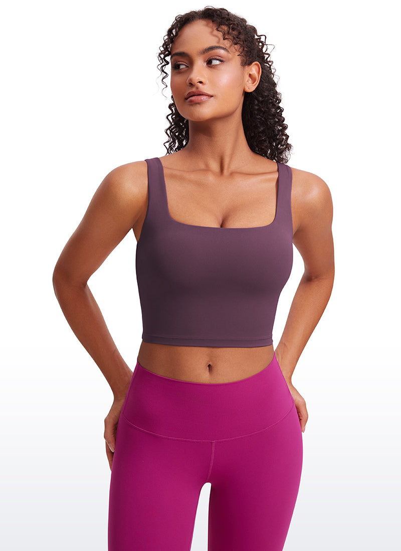 CRZ YOGA – חזיית יוגה לנשים, בעלת השפעה נמוכה, Butterluxe , עם צווארון מרובע, בצבע סגול-ענבים-קוצים