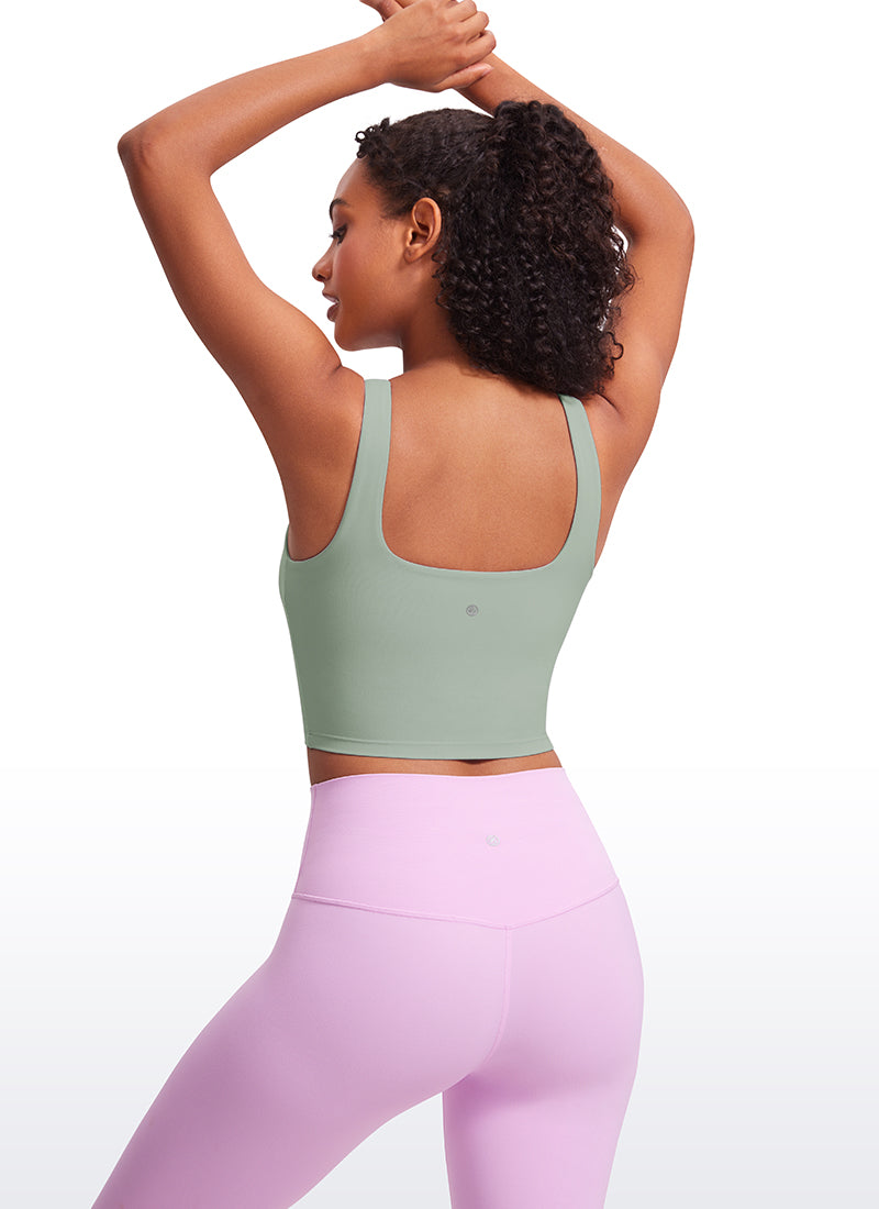 CRZ YOGA – חזיית יוגה לנשים, בעלת השפעה נמוכה, Butterluxe , צווארון מרובע, בצבע ירוק, דגם Palm Court