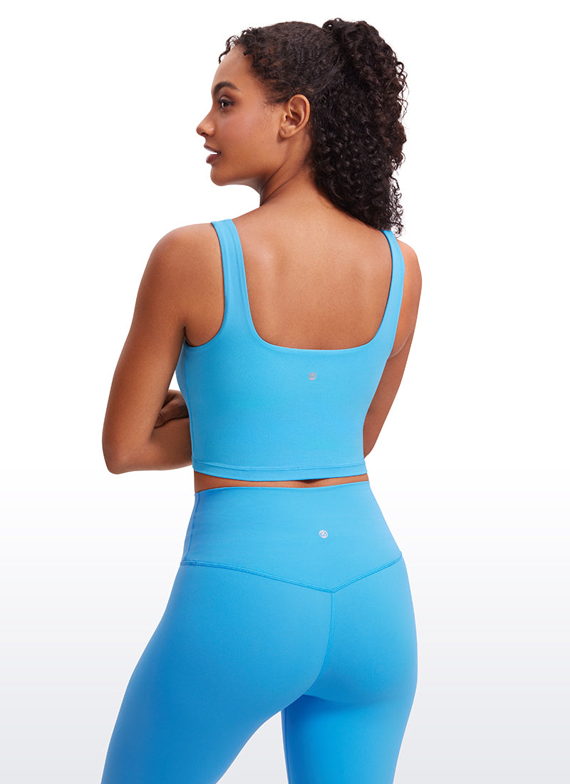 CRZ YOGA – חזיית יוגה לנשים, בעלת השפעה נמוכה, Butterluxe , צווארון מרובע, בצבע כחול קיאק