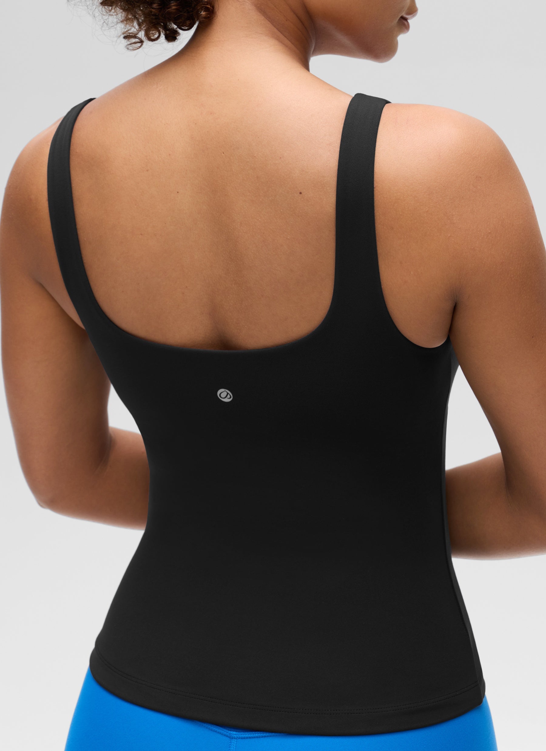 CRZ YOGA Women's SlimFit Tops Butterluxe Built-in Bra U Neck Tanks Black
