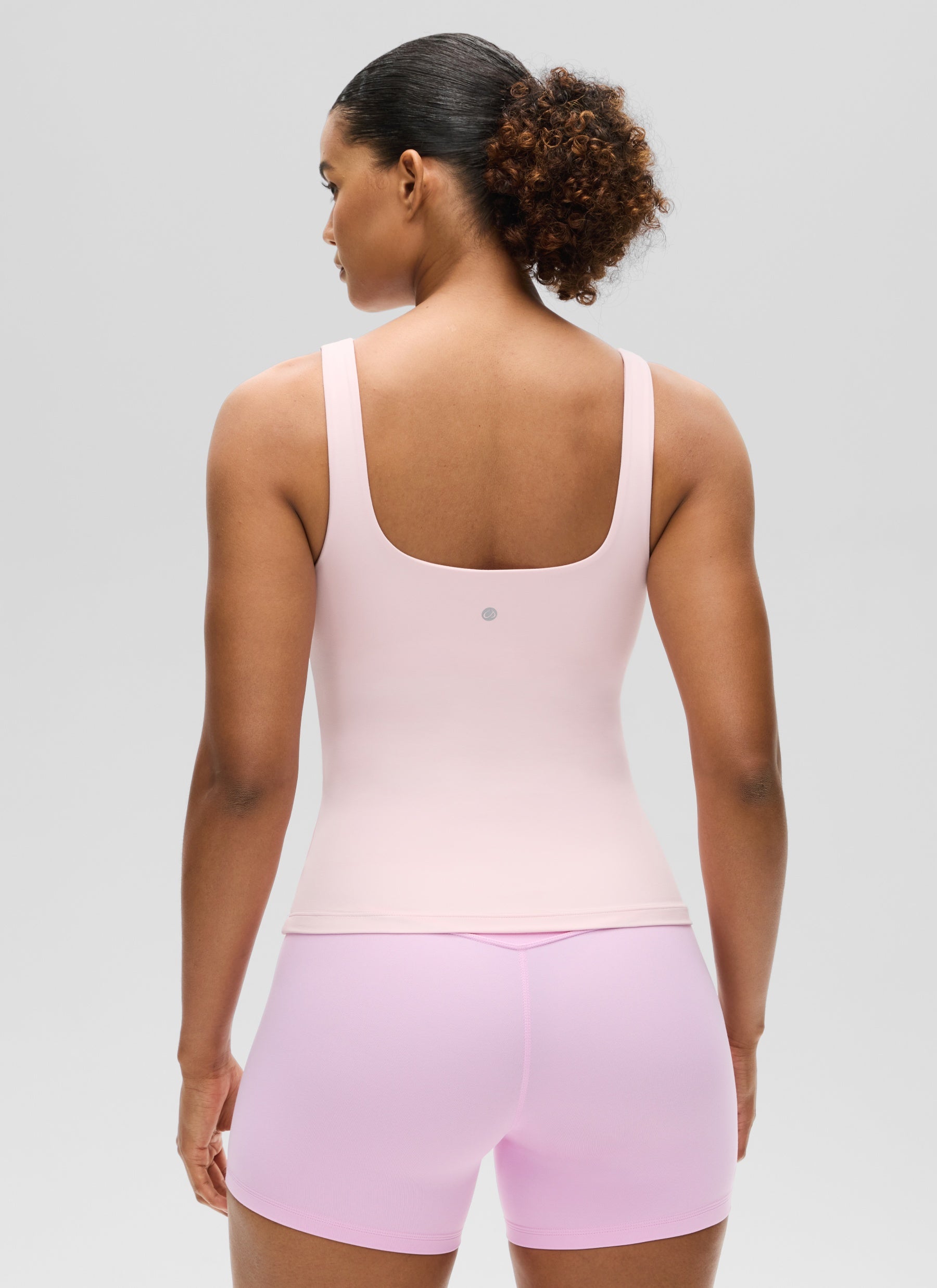 CRZ YOGA Women's SlimFit Tops Butterluxe Built-in Bra U Neck Tanks Strawberry Pink