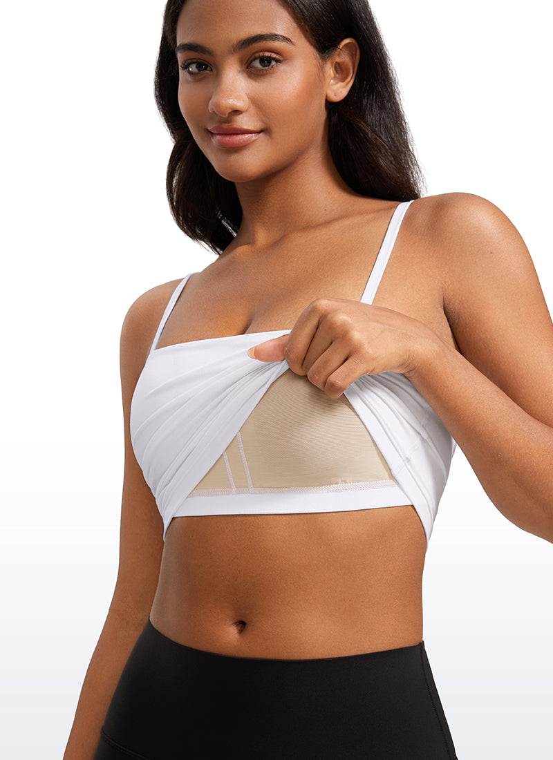 CRZ YOGA Womens Butterluxe Longline Adjustable Thin Strap Sports Bra White