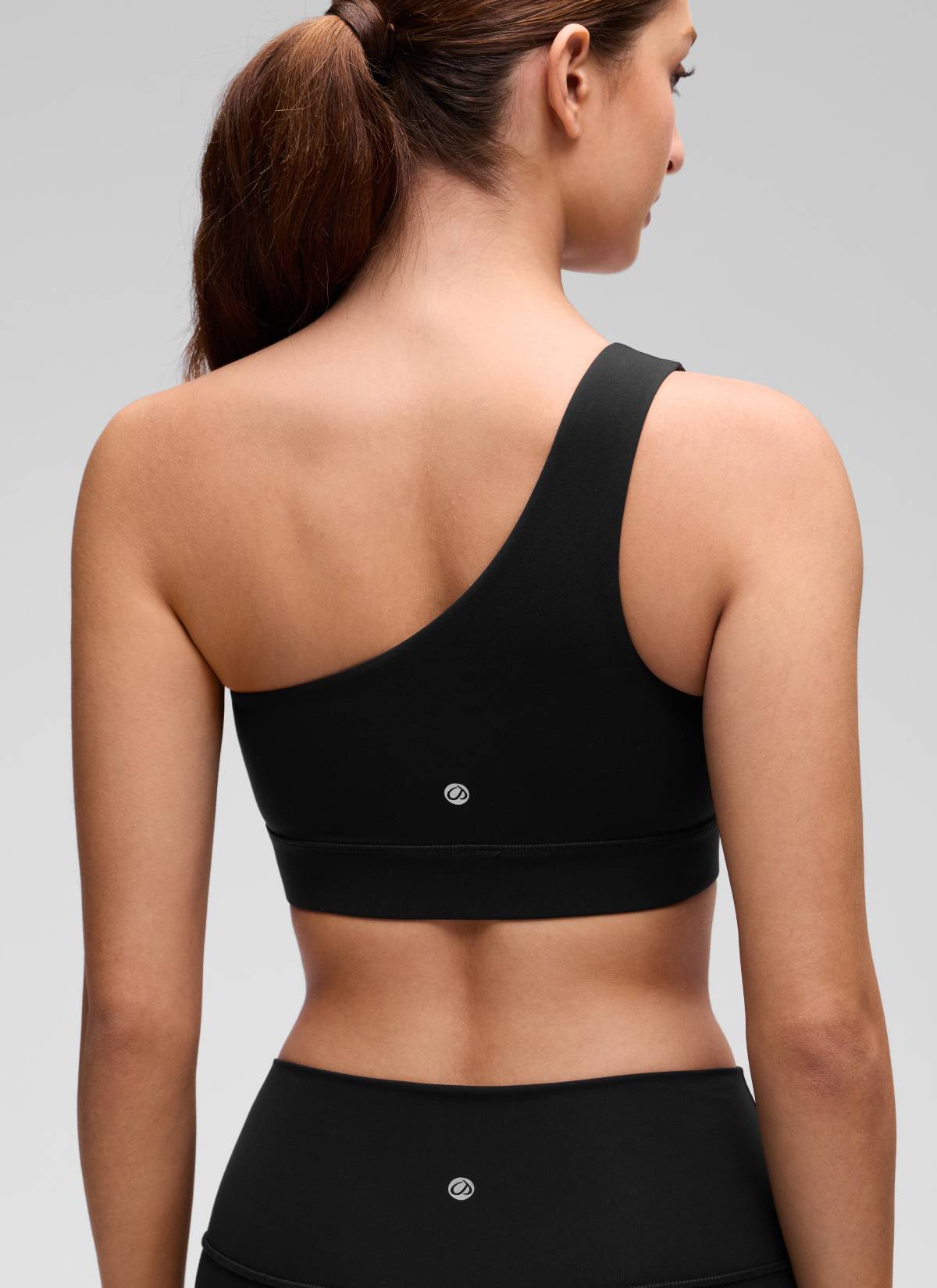 CRZ YOGA Butterluxe Womens One Shoulder Sports Bra Asymmetrical Padded Black