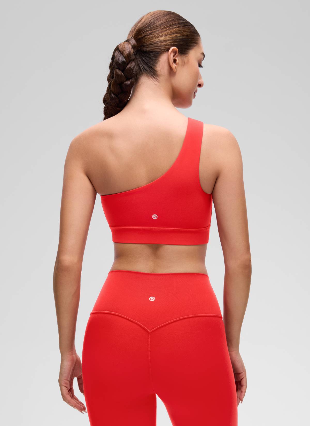 CRZ YOGA Butterluxe Womens One Shoulder Sports Bra Asymmetrical Padded Deep Red