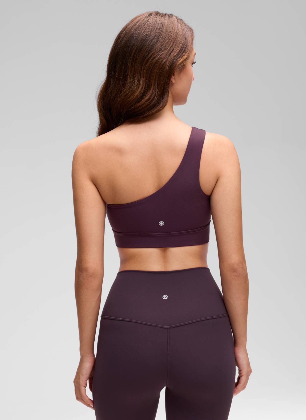 CRZ YOGA Butterluxe Womens One Shoulder Sports Bra Asymmetrical Padded Deep Purple