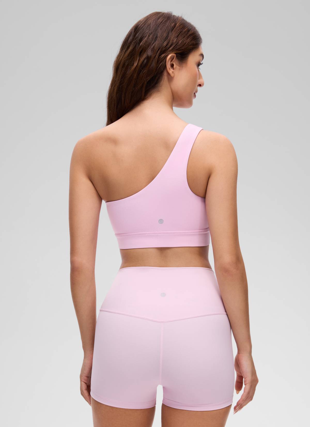 CRZ YOGA Butterluxe Womens One Shoulder Sports Bra Asymmetrical Padded Vita Pink