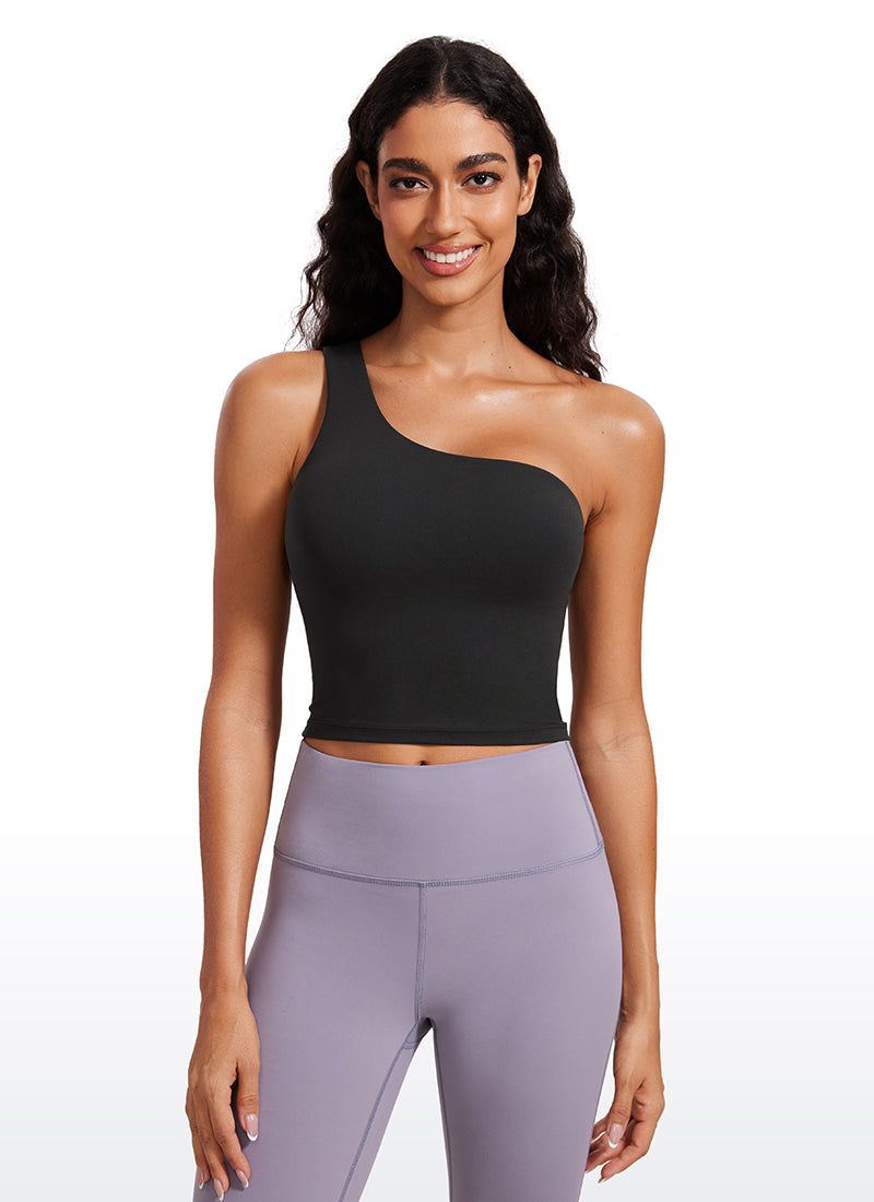CRZ YOGA Butterluxe – חזיית ספורט ארוכה Butterluxe עם כתף אחת, בצבע שחור