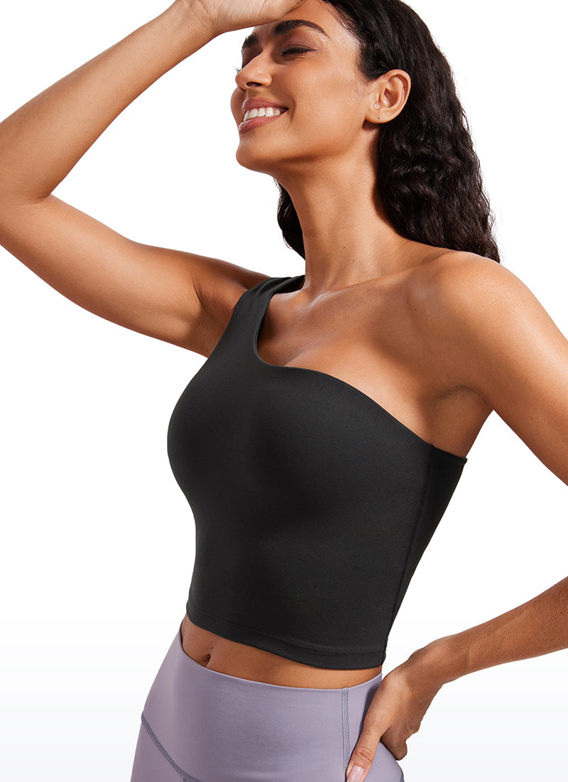 CRZ YOGA Butterluxe – חזיית ספורט ארוכה Butterluxe עם כתף אחת, בצבע שחור