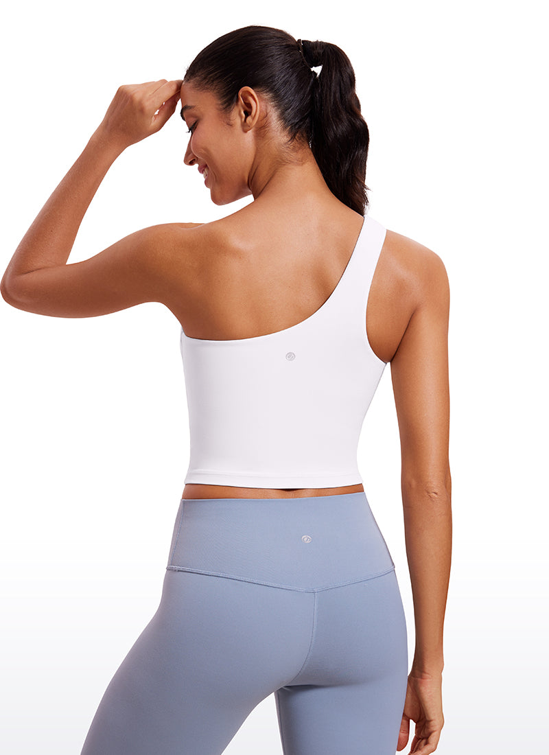 CRZ YOGA Butterluxe – חזיית ספורט ארוכה Butterluxe עם כתף אחת, בצבע לבן