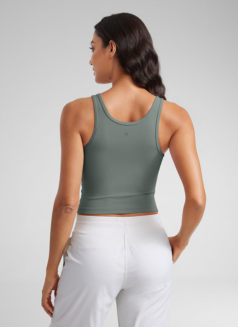 CRZ YOGA Women's Yoga Butterluxe Tight Fit Tank Tops Racerback Grey Sage