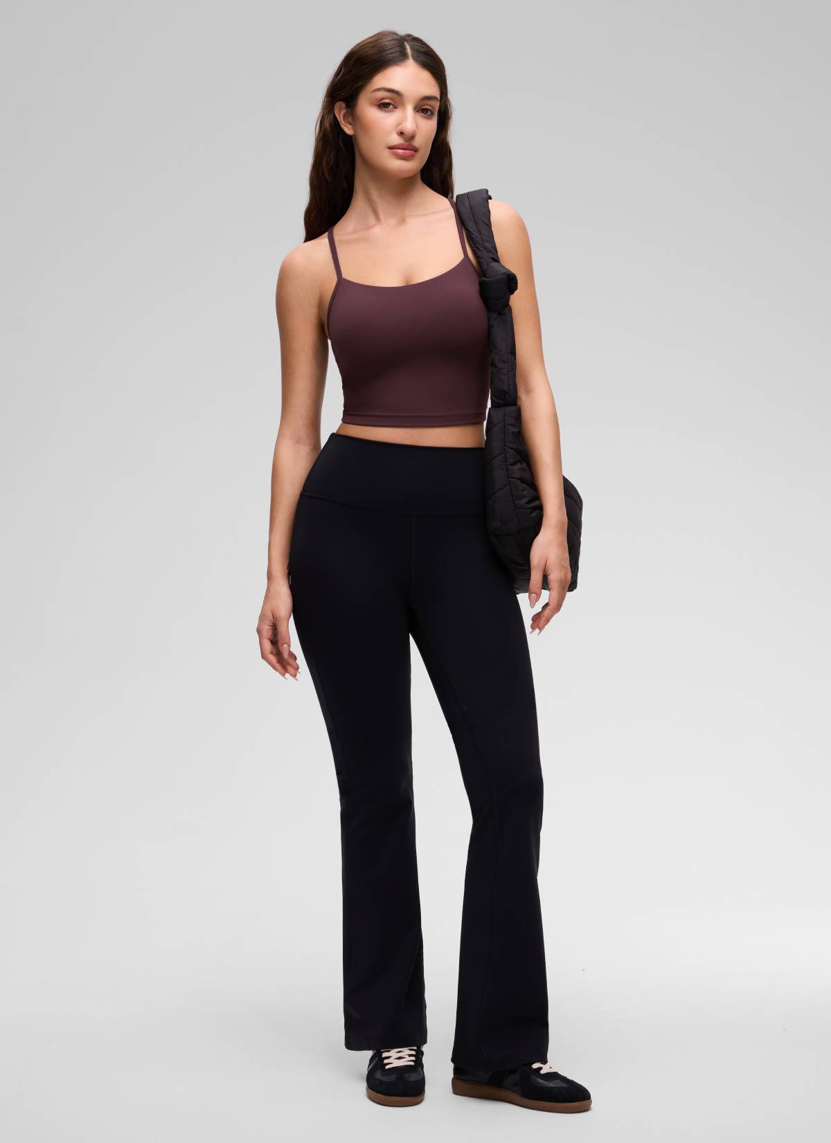 CRZ YOGA Womens Butterluxe Y Back Longline Sports Bras Crop Tank Top Ripe Plum