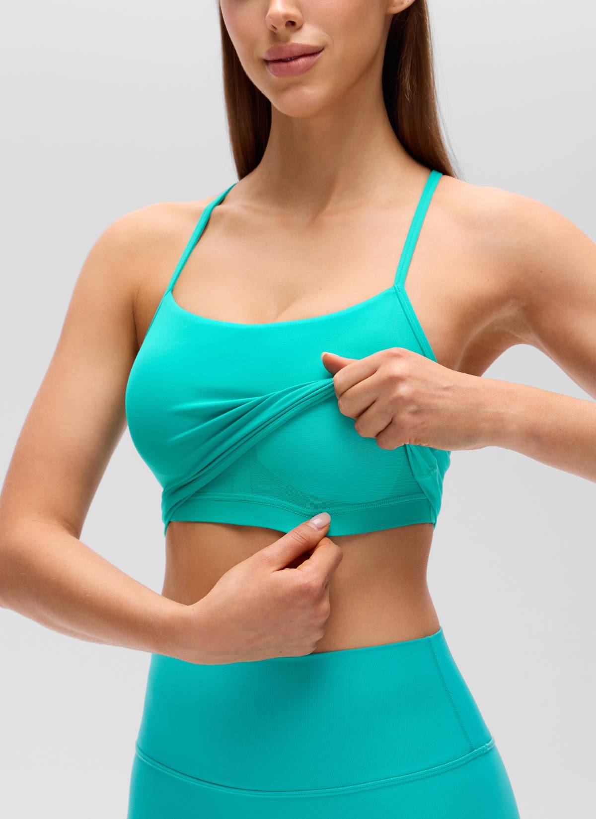 CRZ YOGA Womens Butterluxe Y Back Longline Sports Bras Crop Tank Top Tropics Teal