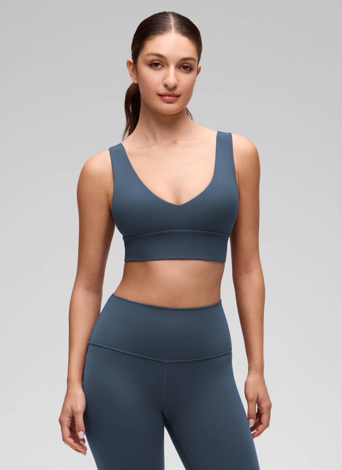 CRZ YOGA Women's Light Support Butterluxe Yoga Bra Longline U back V Neck Stelindigo