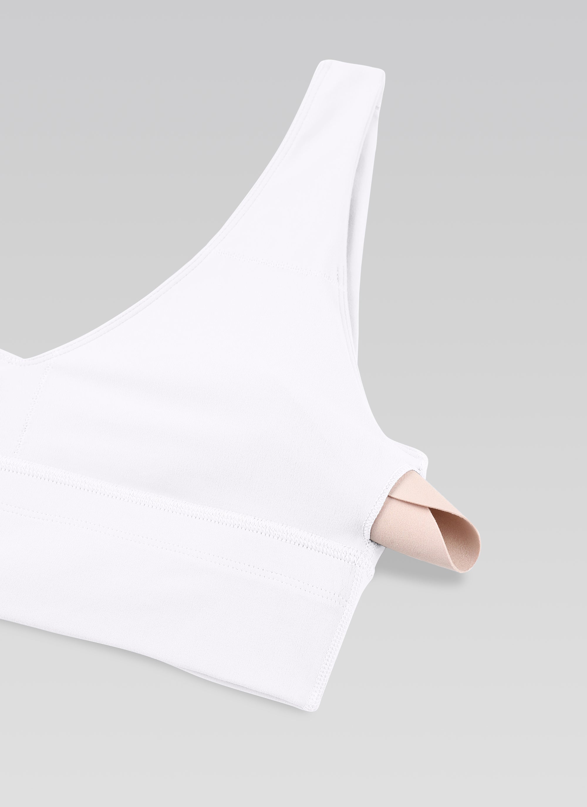 CRZ YOGA Women's Light Support Butterluxe Yoga Bra Longline U back V Neck White