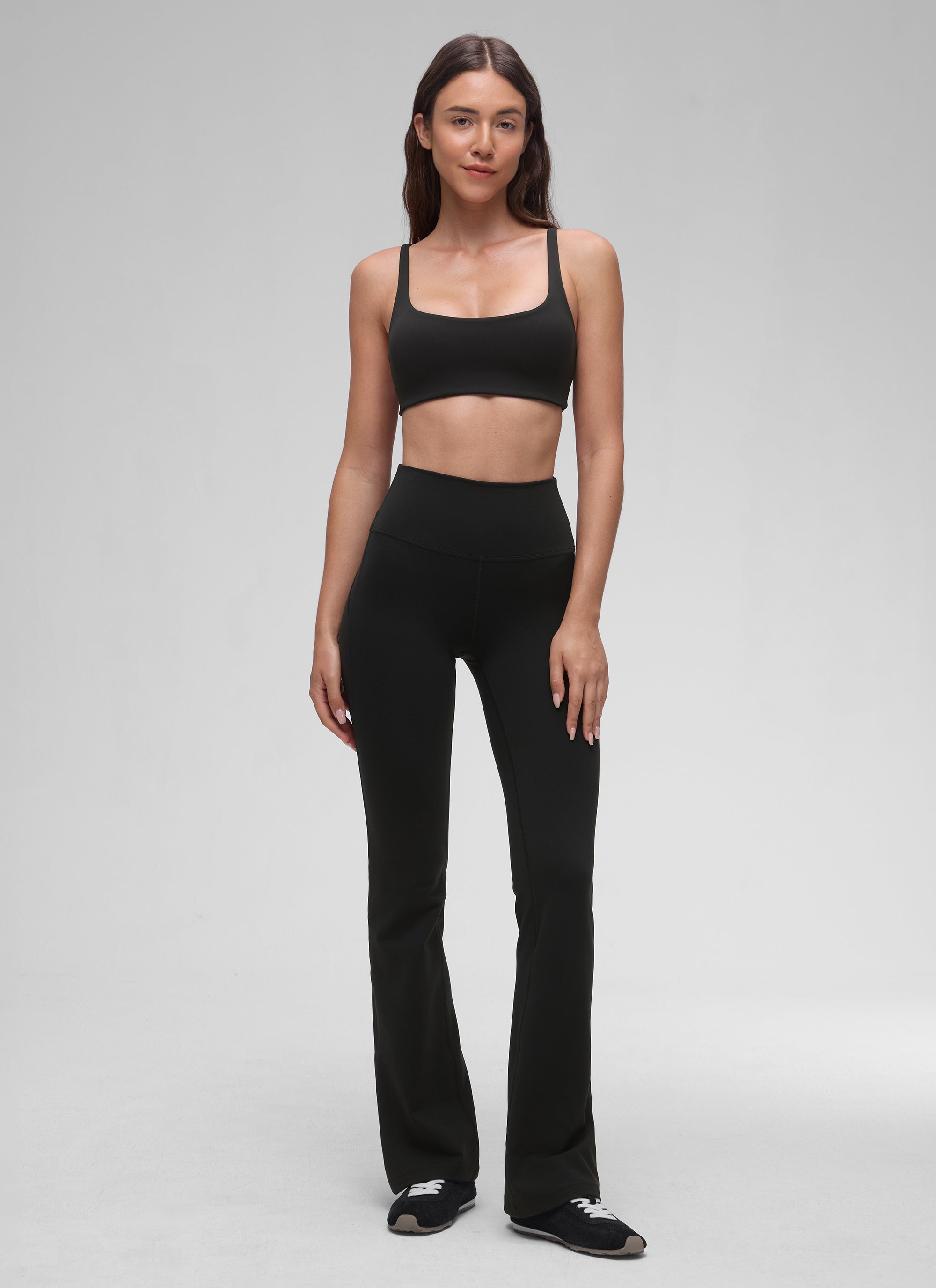 CRZ YOGA Women Butterluxe Square Neck Cami Padded Mini Bra Black