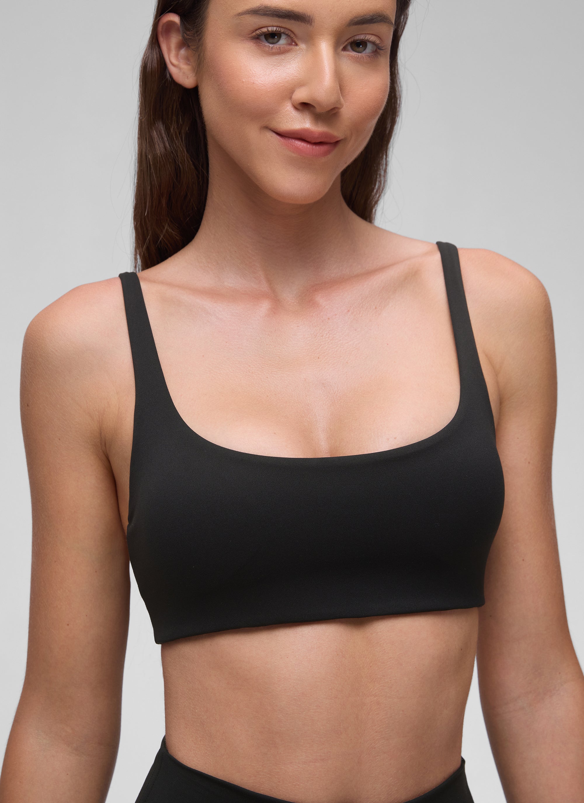 CRZ YOGA Women Butterluxe Square Neck Cami Padded Mini Bra Black