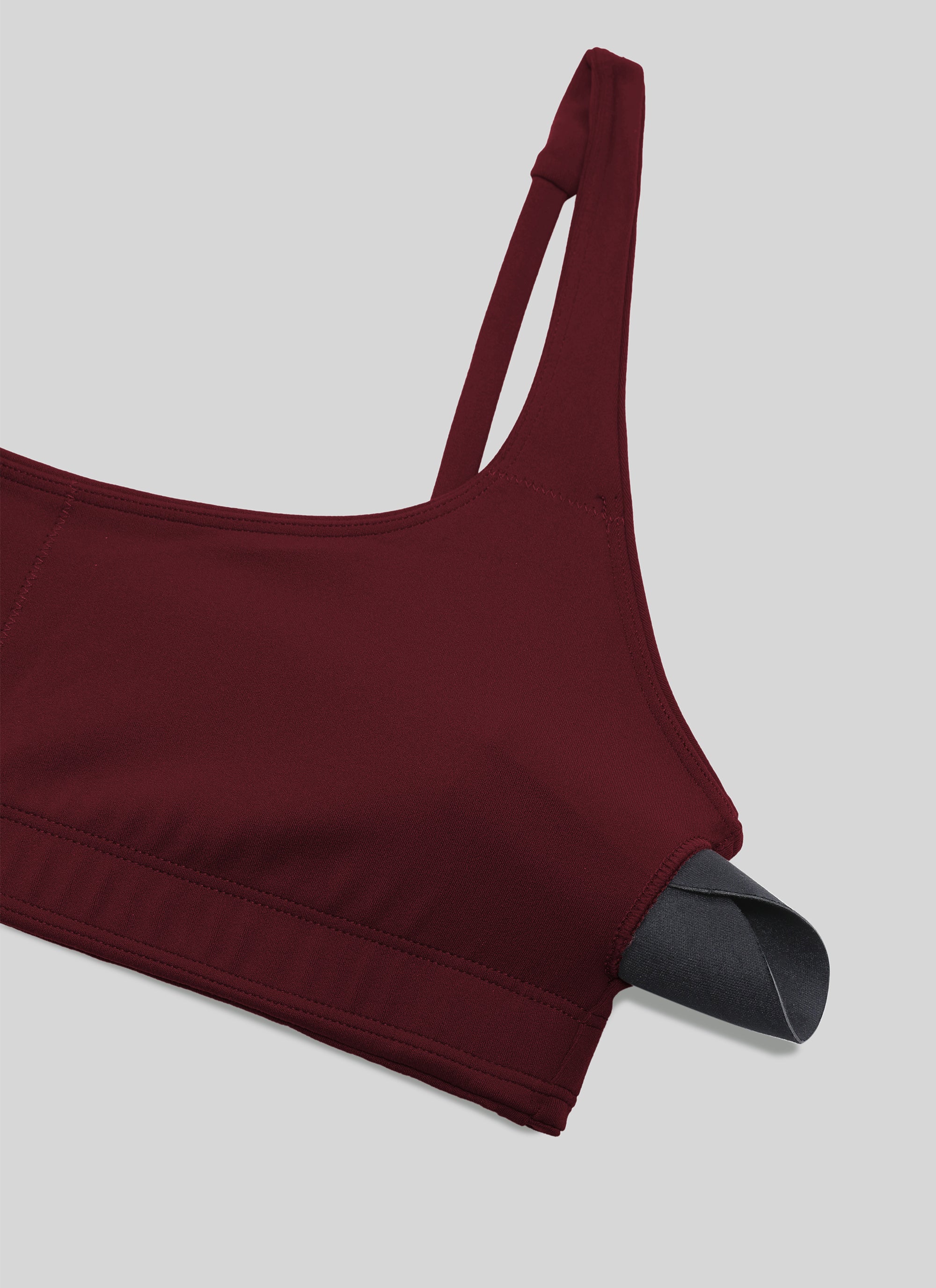 CRZ YOGA Women Butterluxe Square Neck Cami Padded Mini Bra Red Merlot