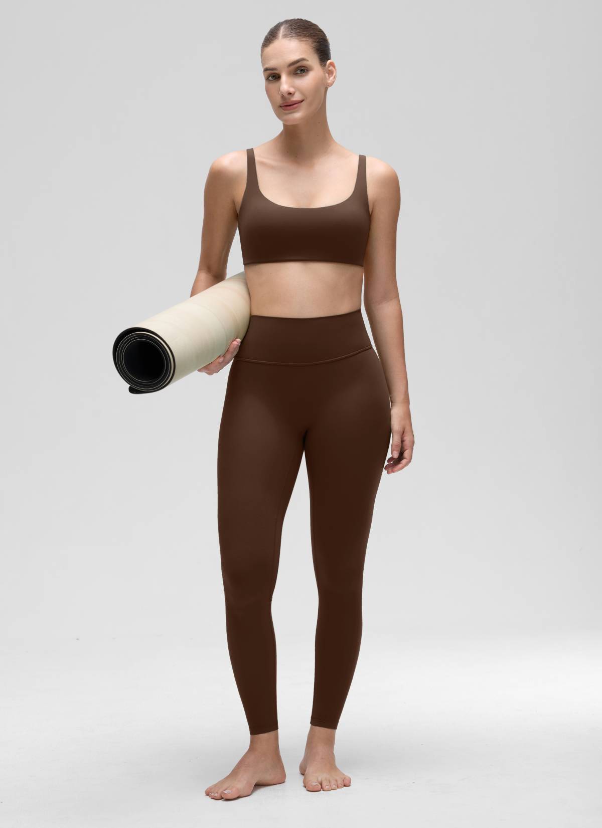 CRZ YOGA Women Butterluxe Square Neck Cami Padded Mini Bra Lava Brown