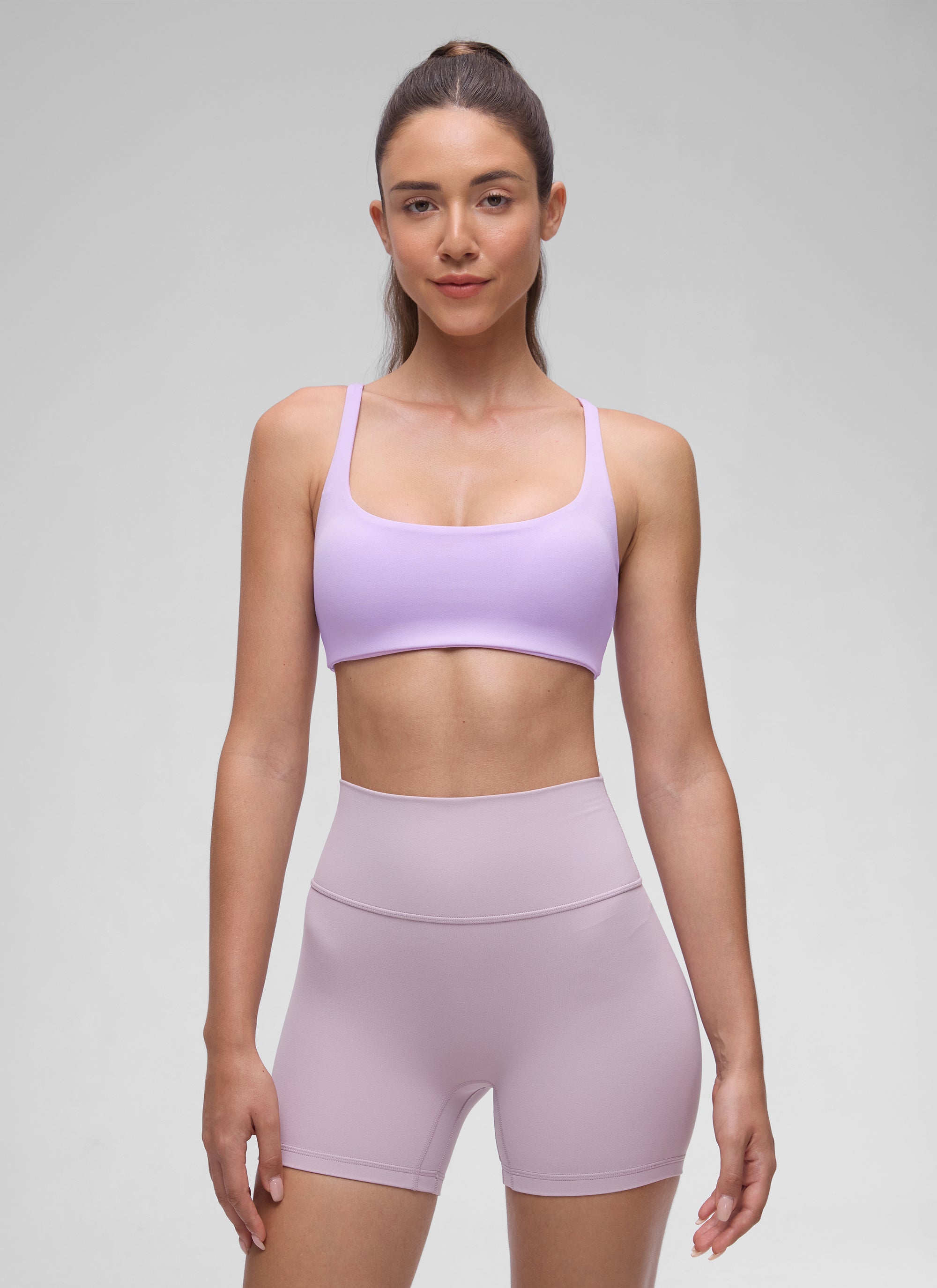 CRZ YOGA – גופייה לנשים עם מחשוף Butterluxe , חזייה מיני מרופדת, סגול אלפיני