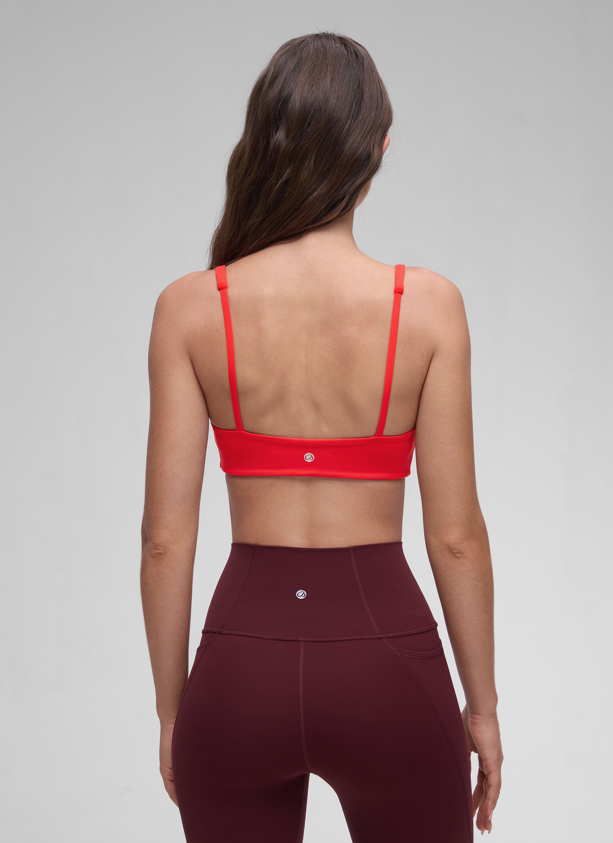 CRZ YOGA Women Butterluxe Square Neck Cami Padded Mini Bra Deep Red