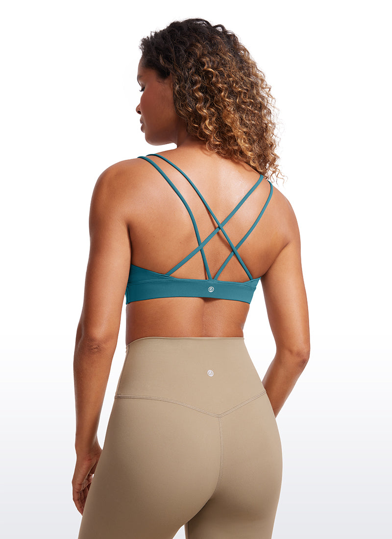 CRZ YOGA Women's Light Support Butterluxe Yoga Bra Strappy back Borealis Green