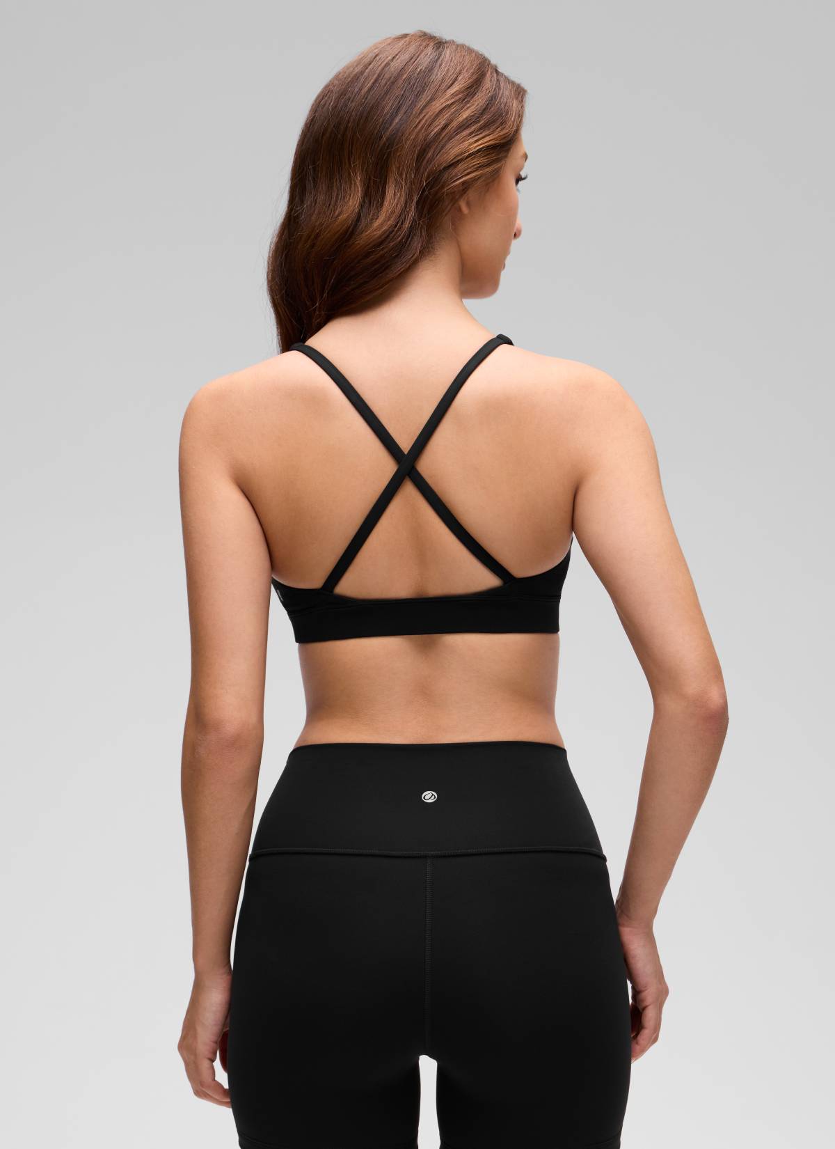 CRZ YOGA Women's Light Support Butterluxe Yoga Bra Strappy back V Neck Black