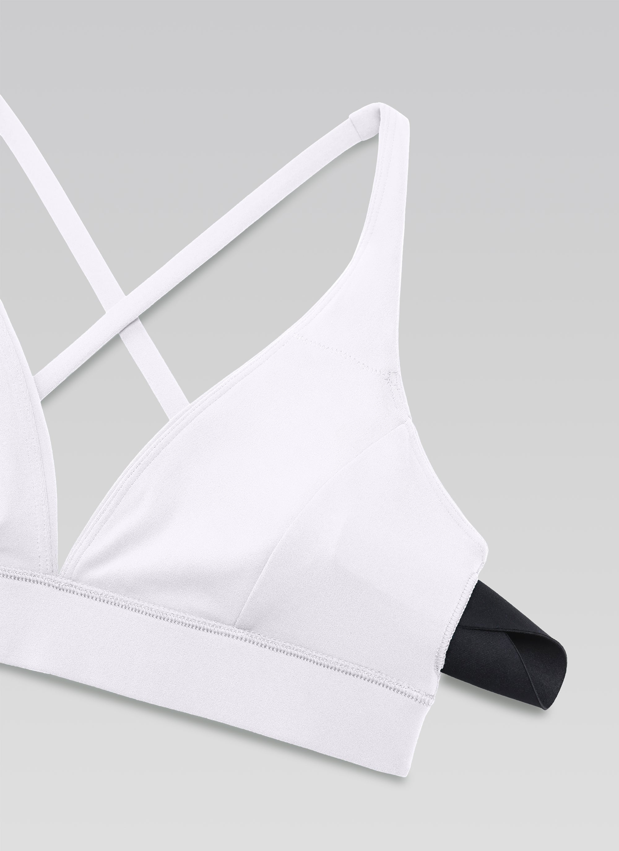 CRZ YOGA Women's Light Support Butterluxe Yoga Bra Strappy back V Neck White