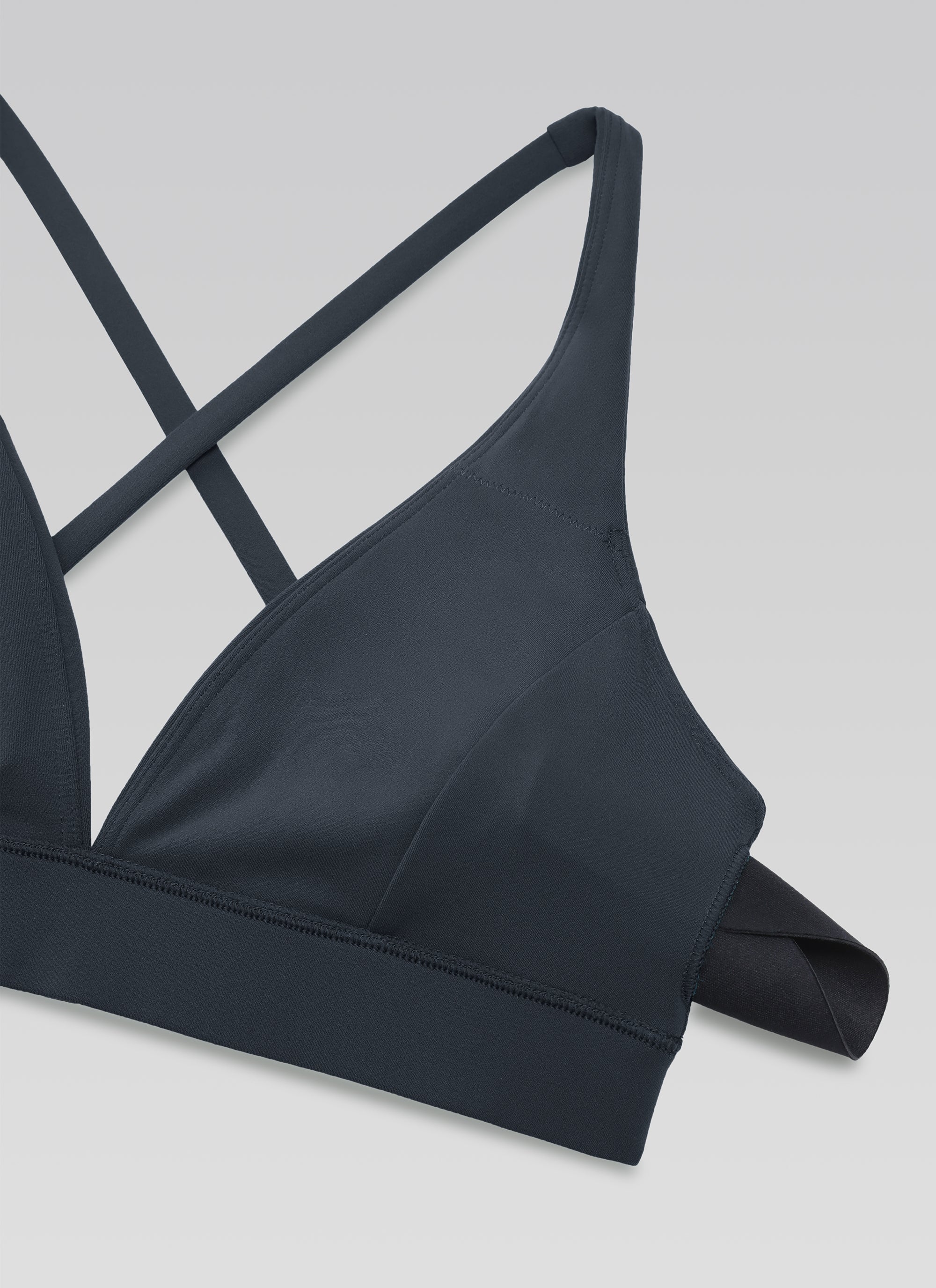 CRZ YOGA Women's Light Support Butterluxe Yoga Bra Strappy back V Neck True Navy