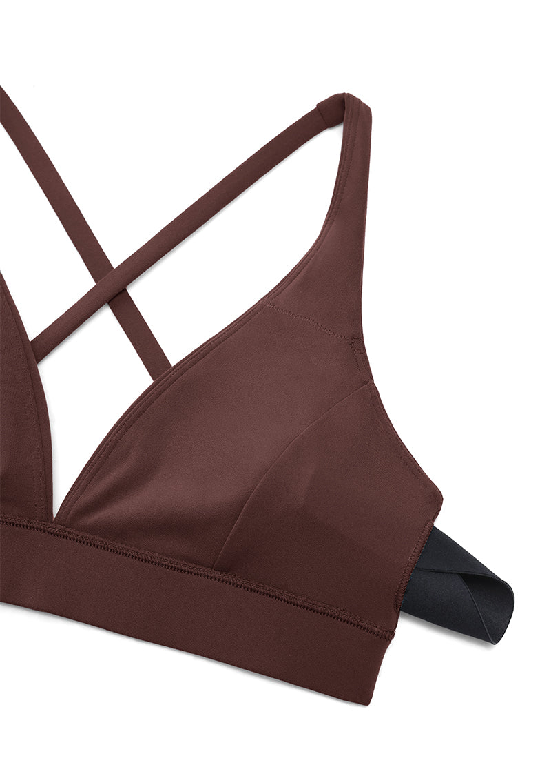 CRZ YOGA – חזיית Butterluxe לנשים עם תמיכה קלה Butterluxe , רצועות בגב וצווארון V, צבע טאופ